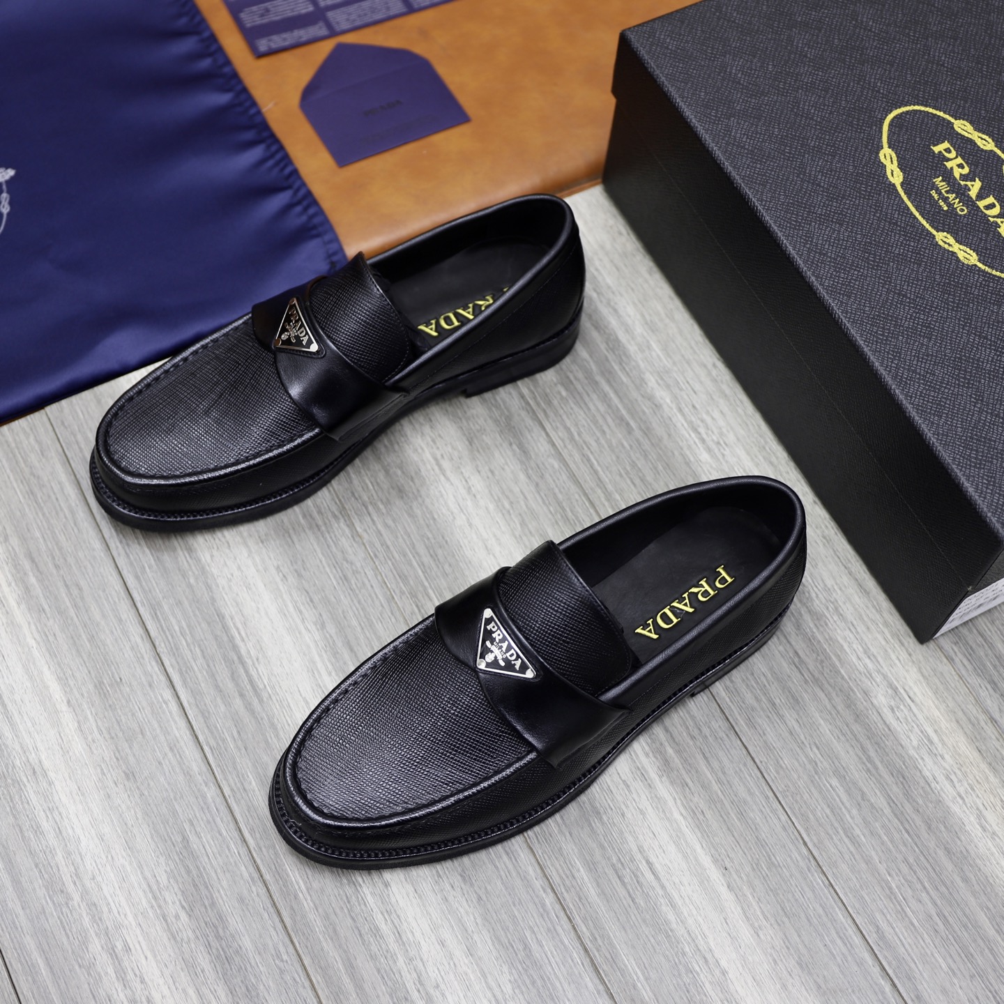 Prada Men's Black Leather Loafers Original Leather Sole Breathable Lining 4 i1745166060498 2335 0 2
