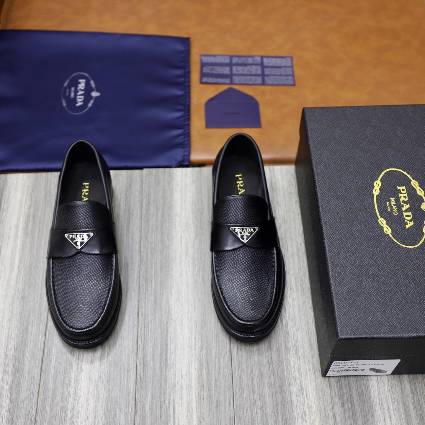 Prada Men's Black Leather Loafers Original Leather Sole Breathable Lining 2 i1745166060507 5593 0 0