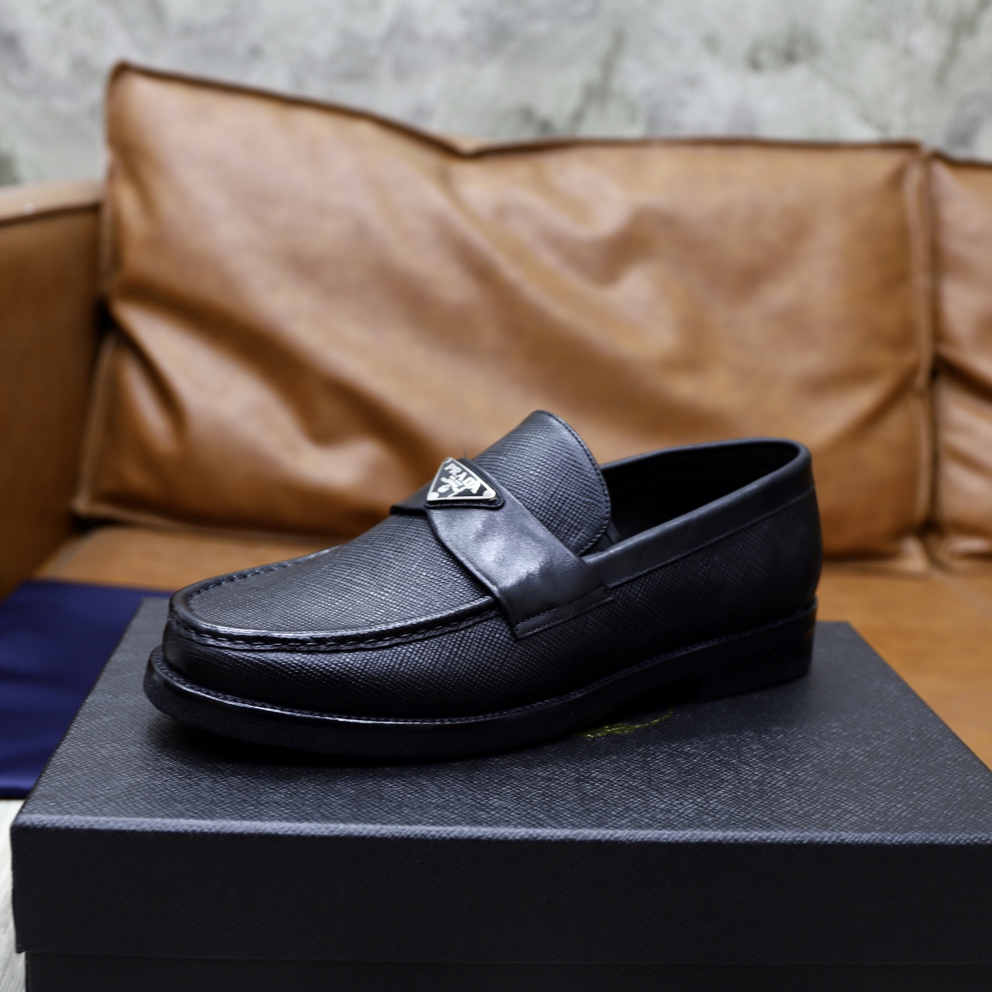 Prada Men's Black Leather Loafers Original Leather Sole Breathable Lining 7 i1745166060604 6526 0 5