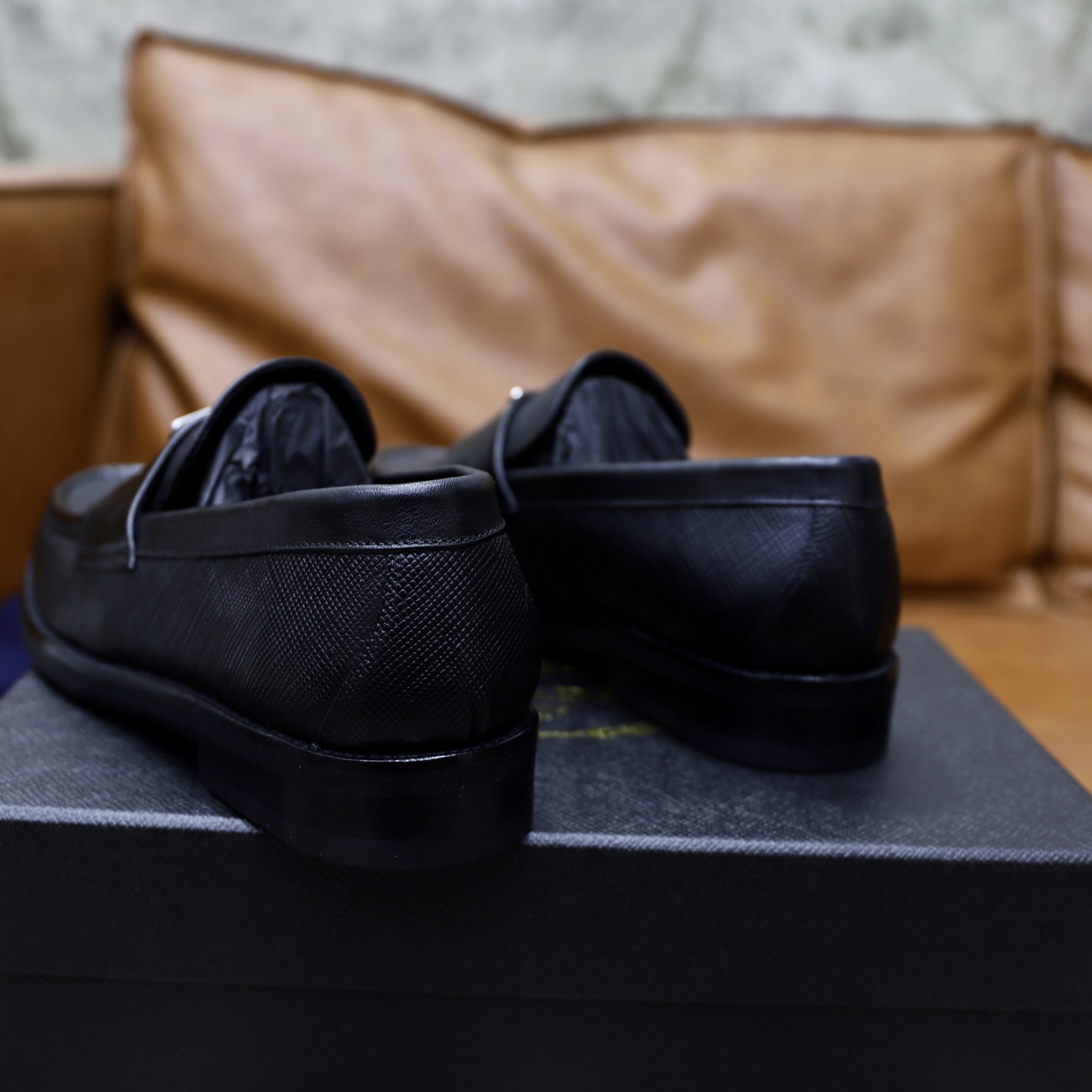 Prada Men's Black Leather Loafers Original Leather Sole Breathable Lining 8 i1745166060607 8670 0 6