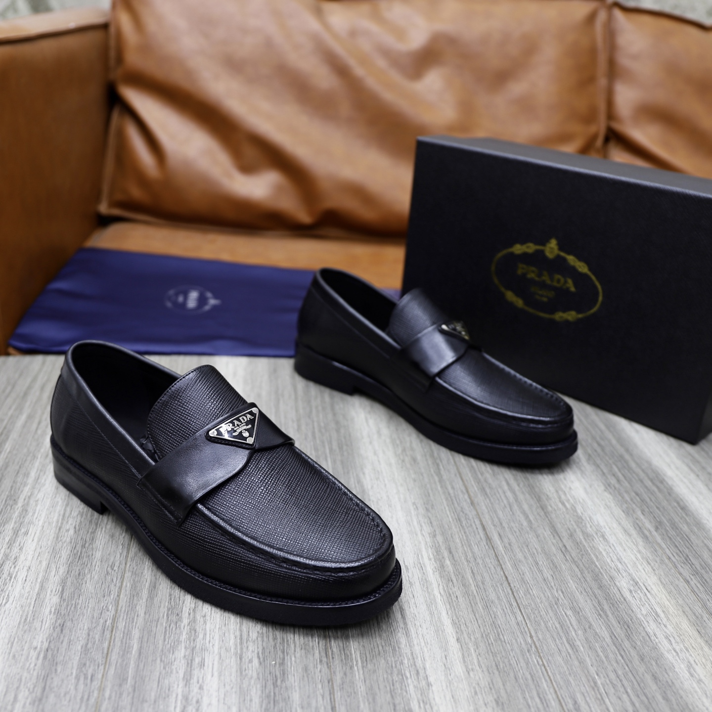 Prada Men's Black Leather Loafers Original Leather Sole Breathable Lining 5 i1745166061888 5420 0 3