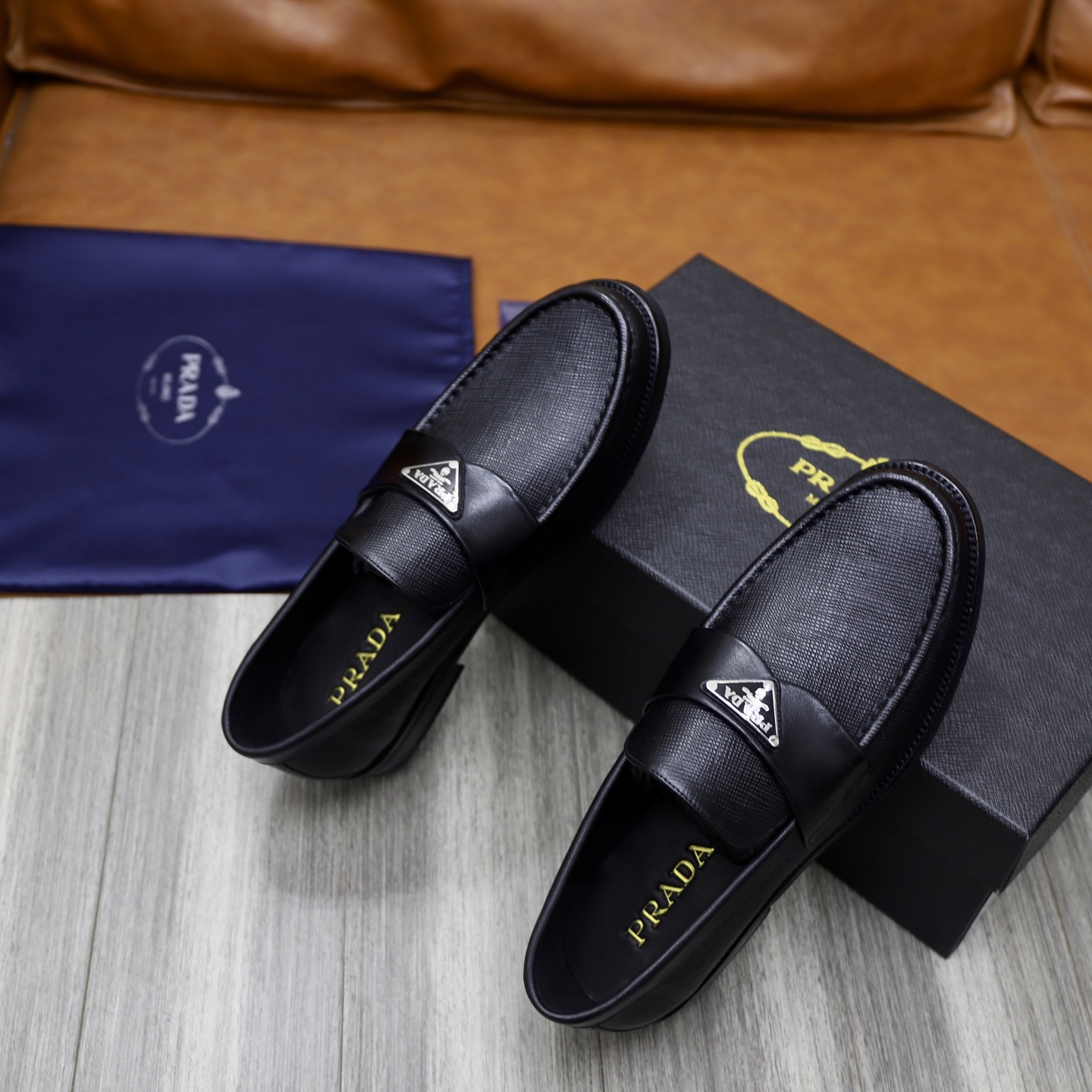 Prada Men's Black Leather Loafers Original Leather Sole Breathable Lining 10 i1745166061903 5019 0 8