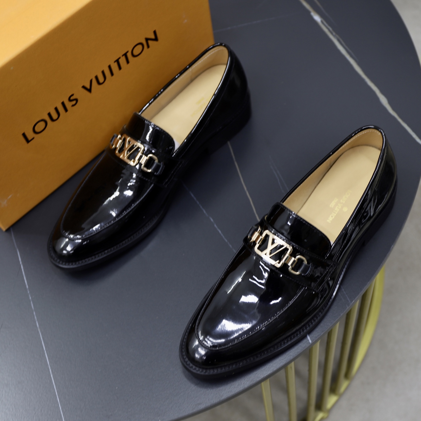 Louis Vuitton Men's Black Leather Loafers with Gold-Tone Hardware | Size 38-44 3 i1745510795472 4245 0 1