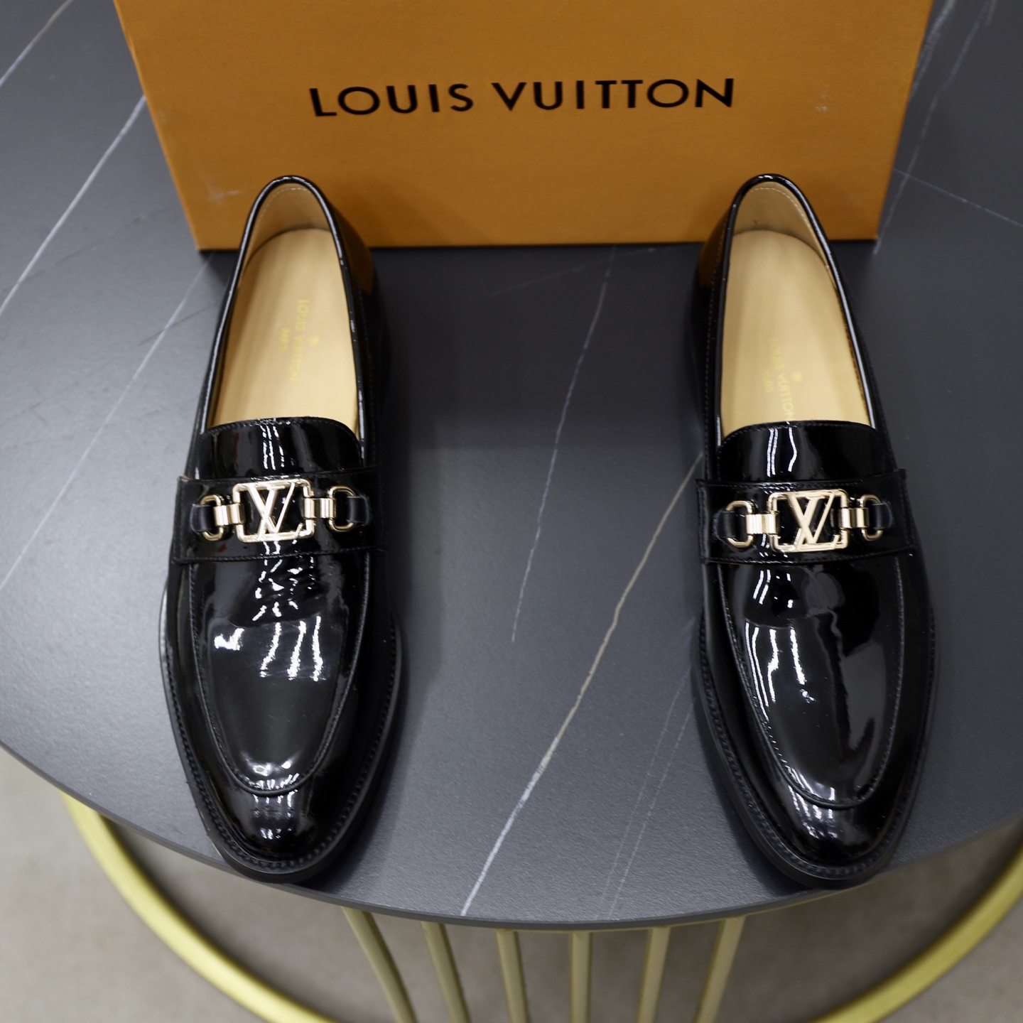 Louis Vuitton Men's Black Leather Loafers with Gold-Tone Hardware | Size 38-44 2 i1745510795472 7481 0 0