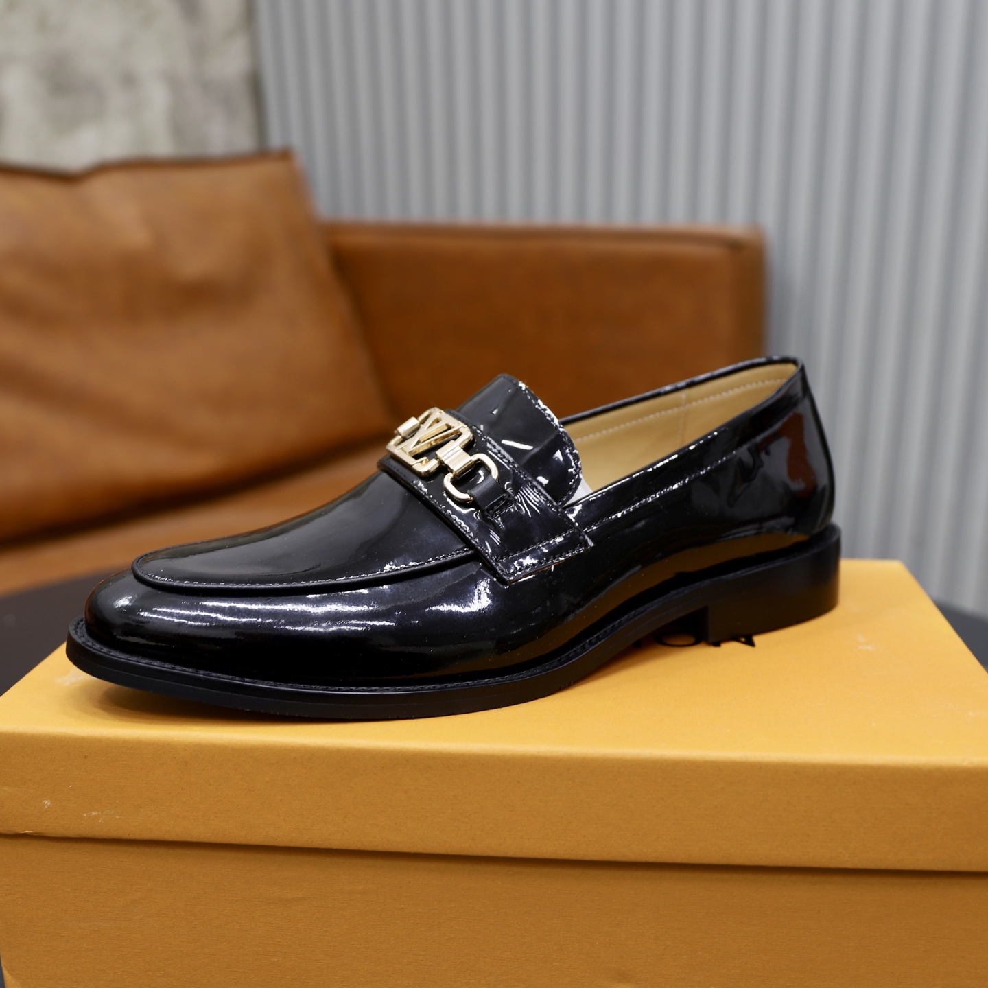 Louis Vuitton Men's Black Leather Loafers with Gold-Tone Hardware | Size 38-44 5 i1745510795472 9136 0 3