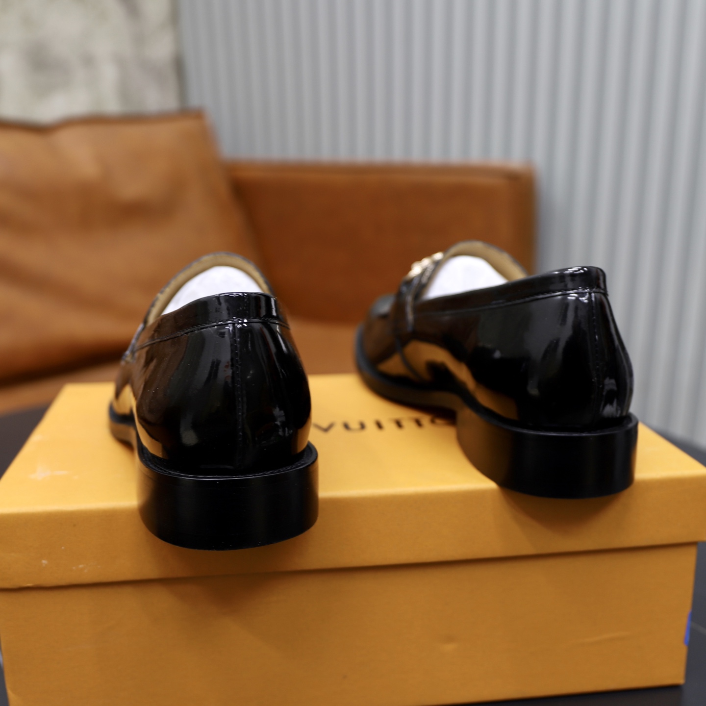 Louis Vuitton Men's Black Leather Loafers with Gold-Tone Hardware | Size 38-44 6 i1745510797983 7471 0 4