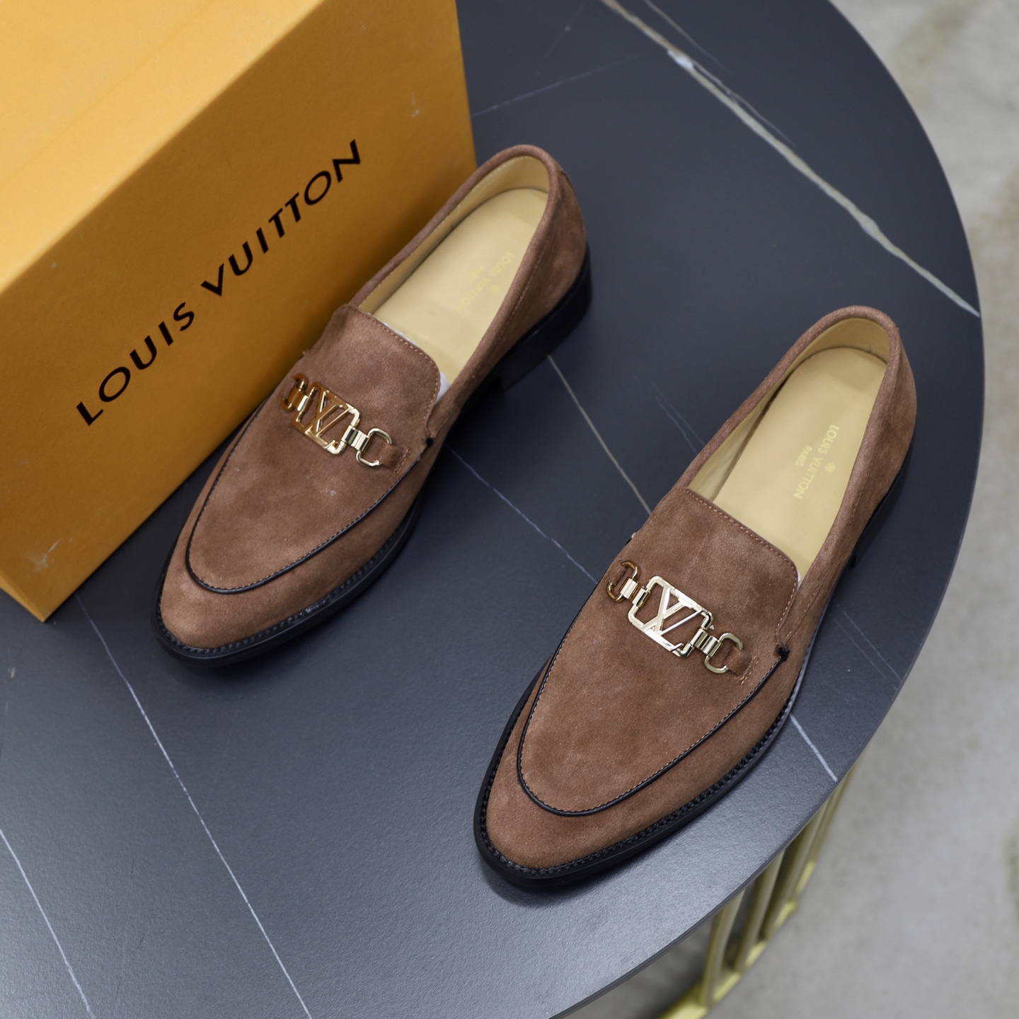 Louis Vuitton Men's Suede Loafers with Signature Buckle - Brown 3 i1745510814224 7705 0 1