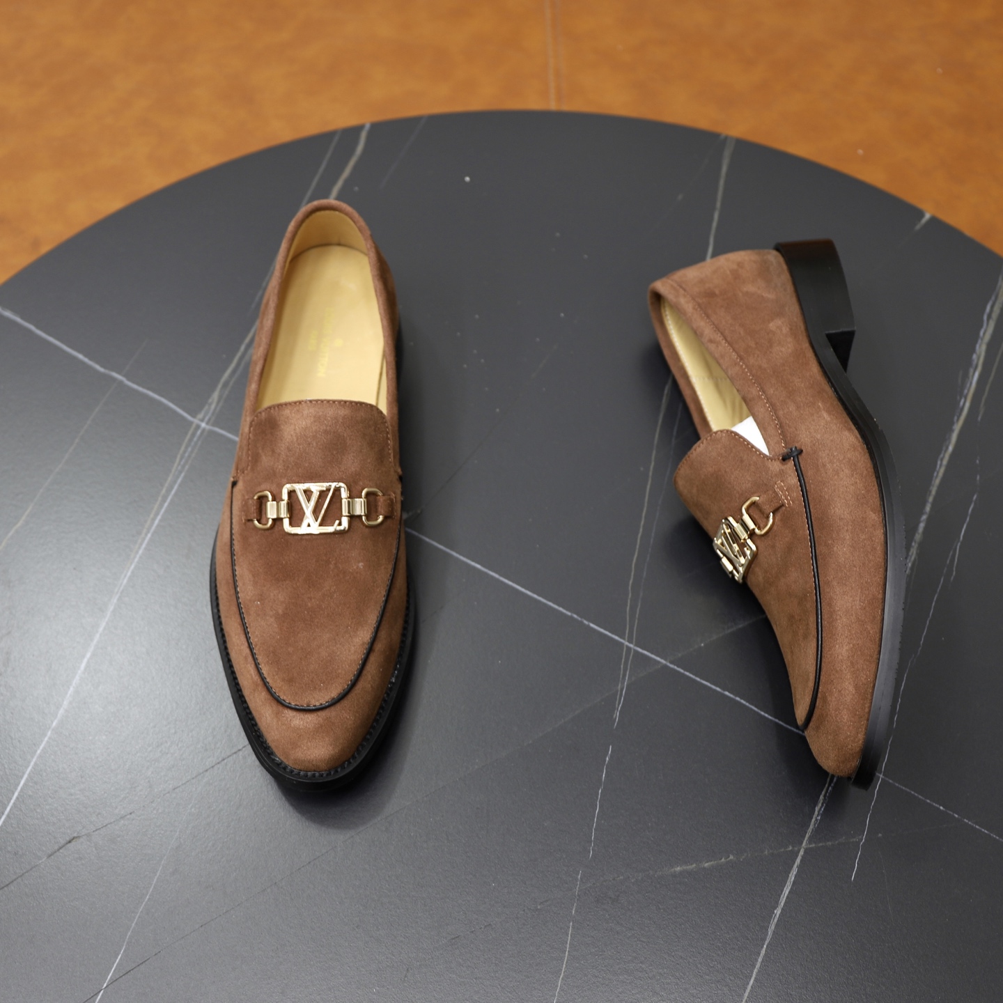 Louis Vuitton Men's Suede Loafers with Signature Buckle - Brown 8 i1745510814225 315 0 6