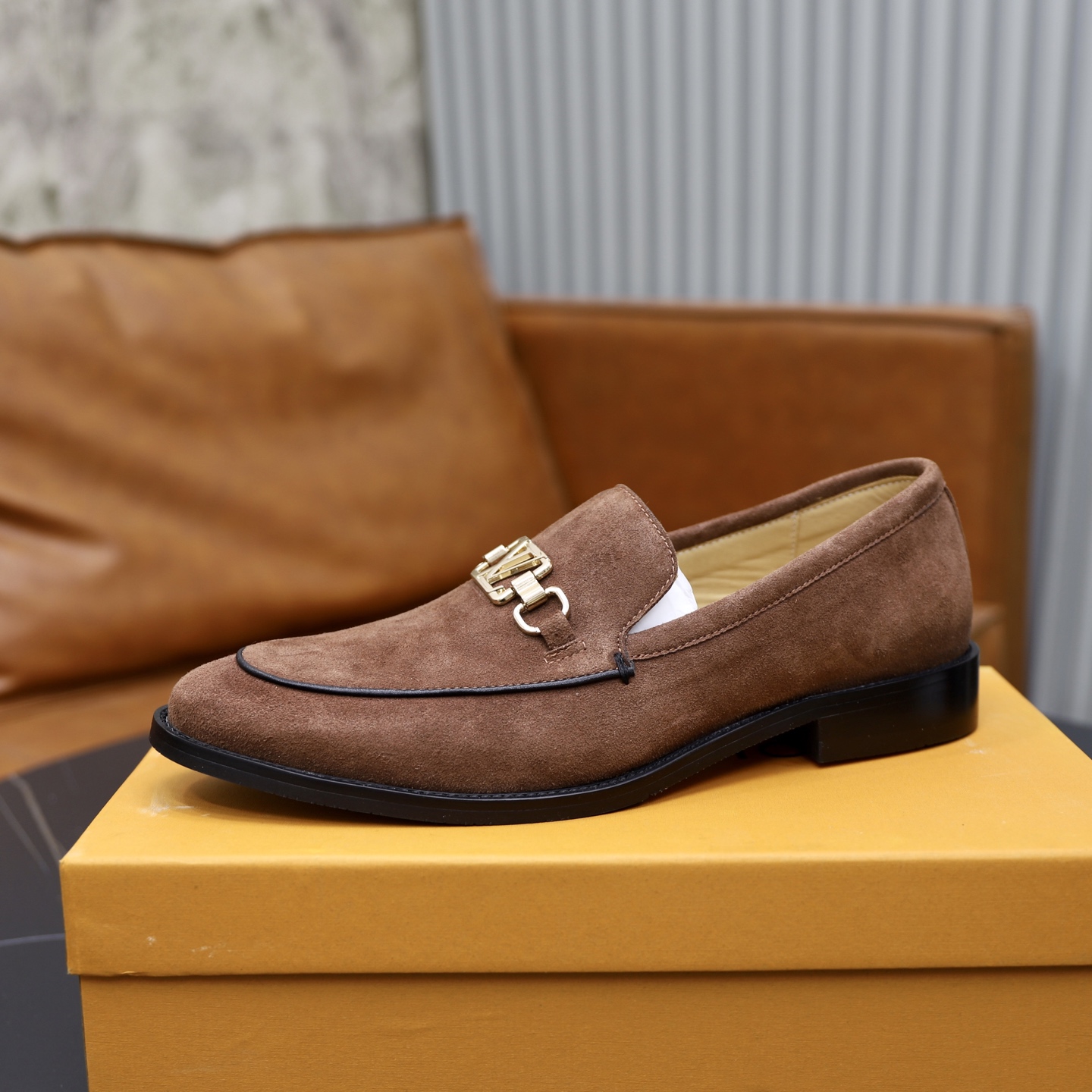 Louis Vuitton Men's Suede Loafers with Signature Buckle - Brown 5 i1745510814226 1014 0 3