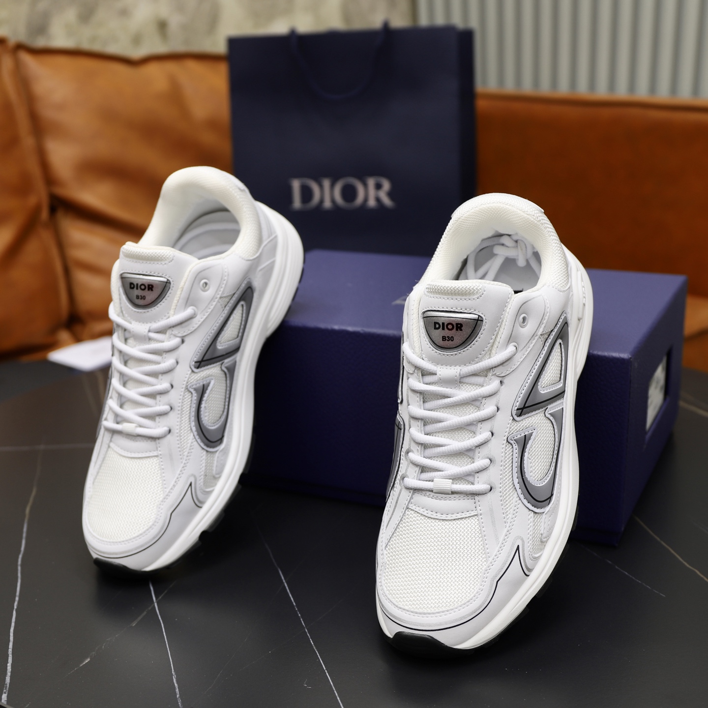 Dior B30 White Mesh & Technical Fabric Sneakers with Reflective Details 7 i1746548225462 4216 0 5