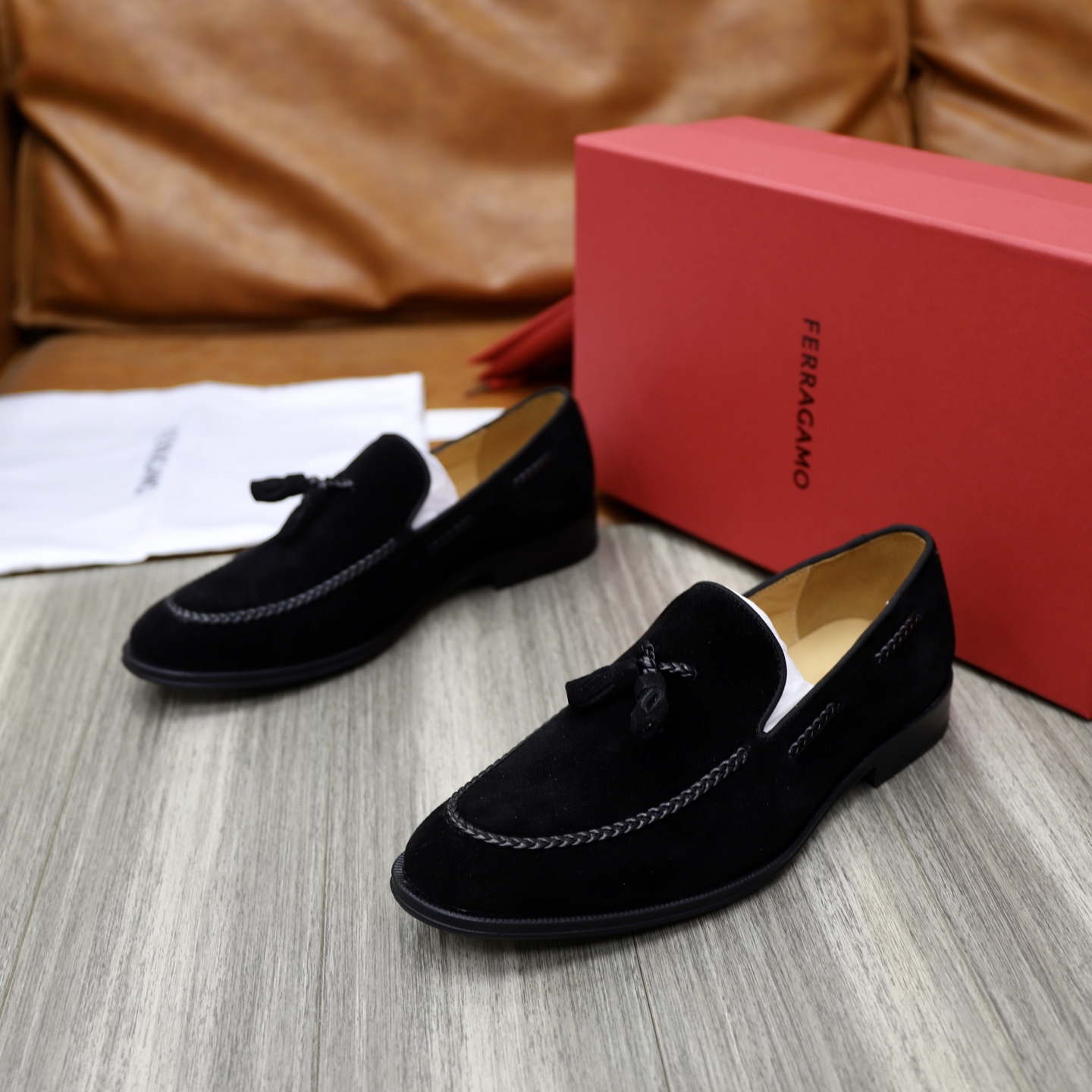 SF Ferragamo Men's Loafers - Black Suede, Comfortable Slip-Ons, Sizes 39-44 6 i1746720938692 4434 0 4