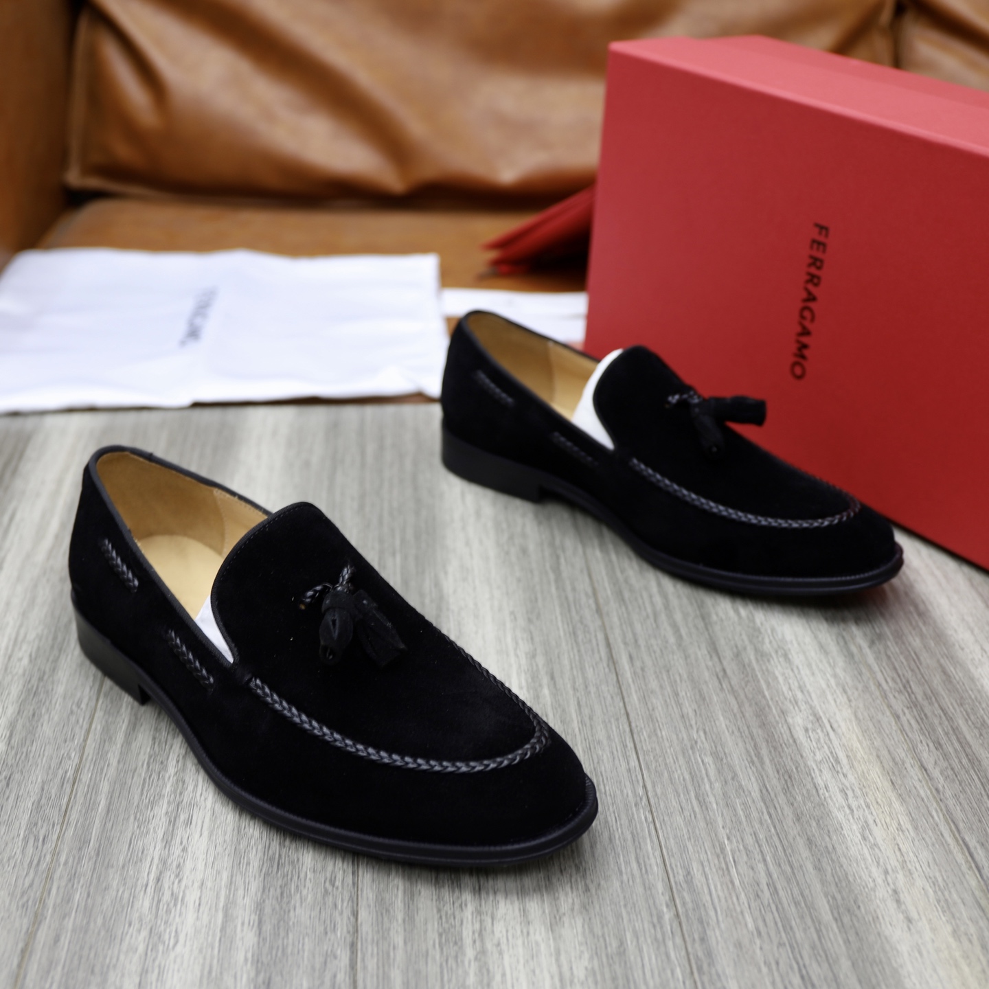SF Ferragamo Men's Loafers - Black Suede, Comfortable Slip-Ons, Sizes 39-44 5 i1746720940566 6565 0 3
