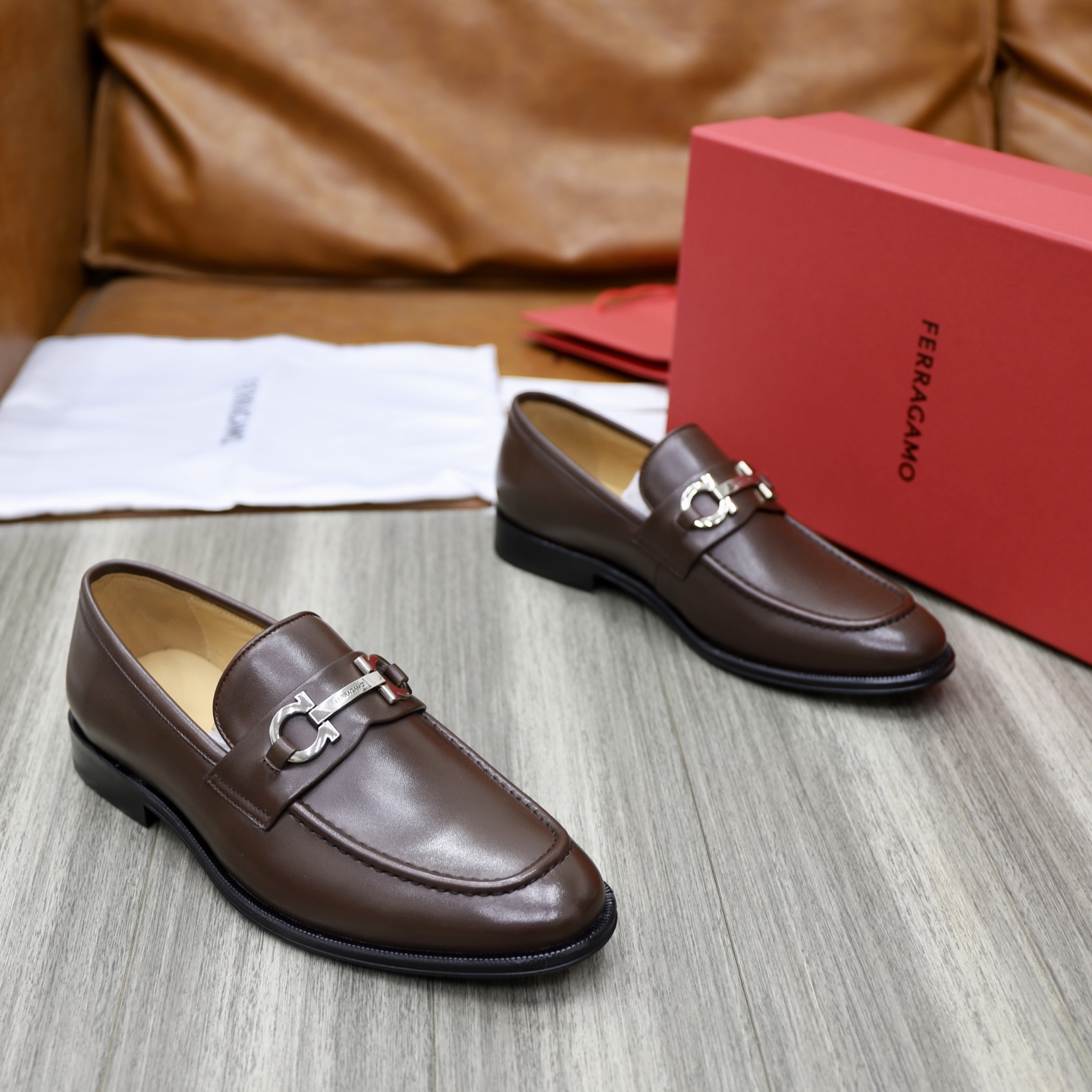Salvatore Ferragamo Men's Leather Loafers with Gancini Ornament 5 i1746720970820 1717 0 3