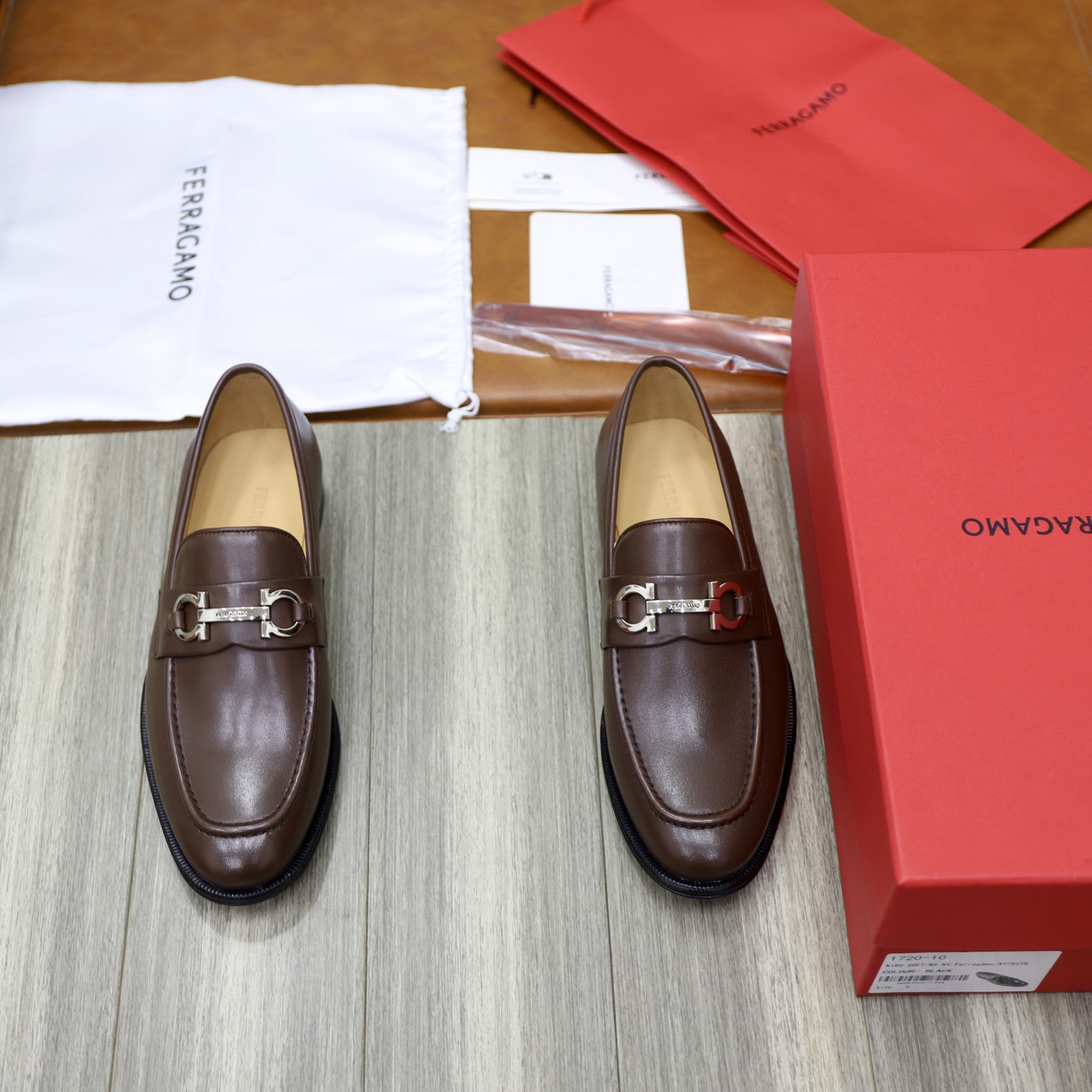 Salvatore Ferragamo Men's Leather Loafers with Gancini Ornament 1 Salvatore Ferragamo Men's Leather Loafers with Gancini Ornament