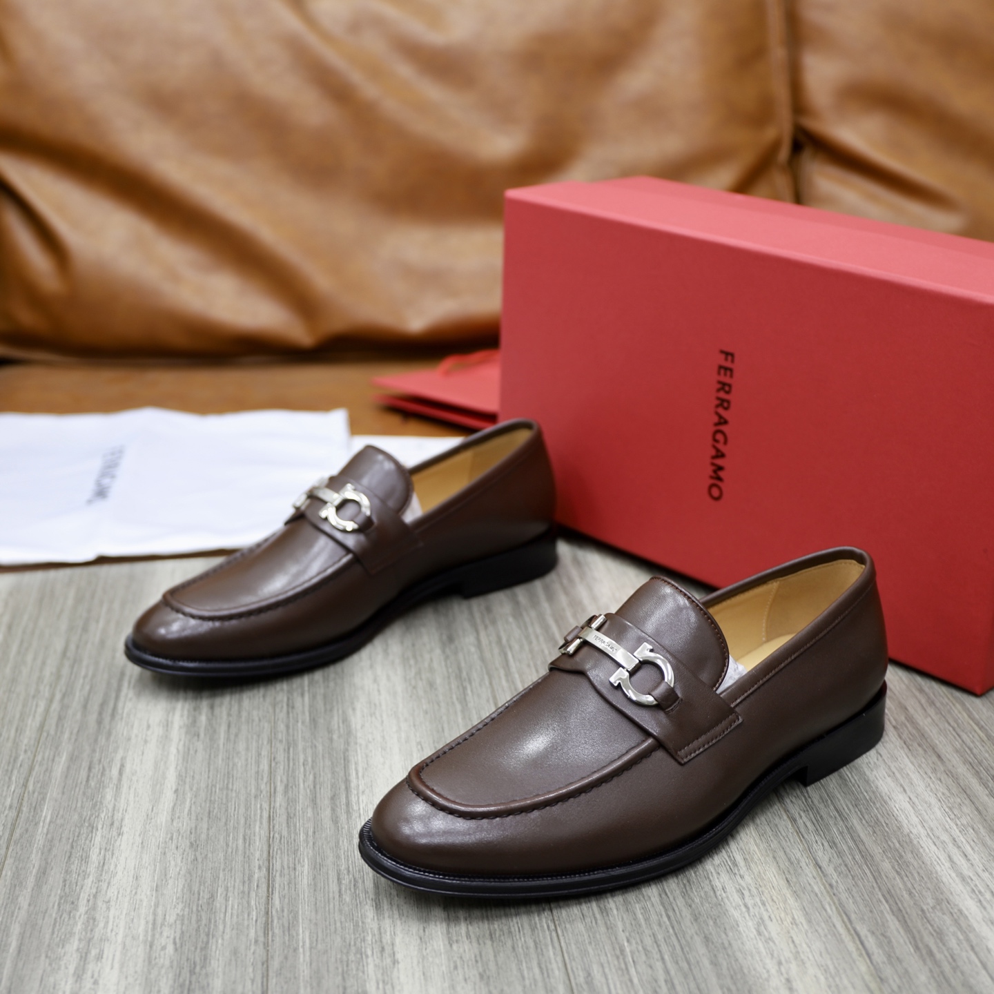 Salvatore Ferragamo Men's Leather Loafers with Gancini Ornament 6 i1746720970904 8927 0 4
