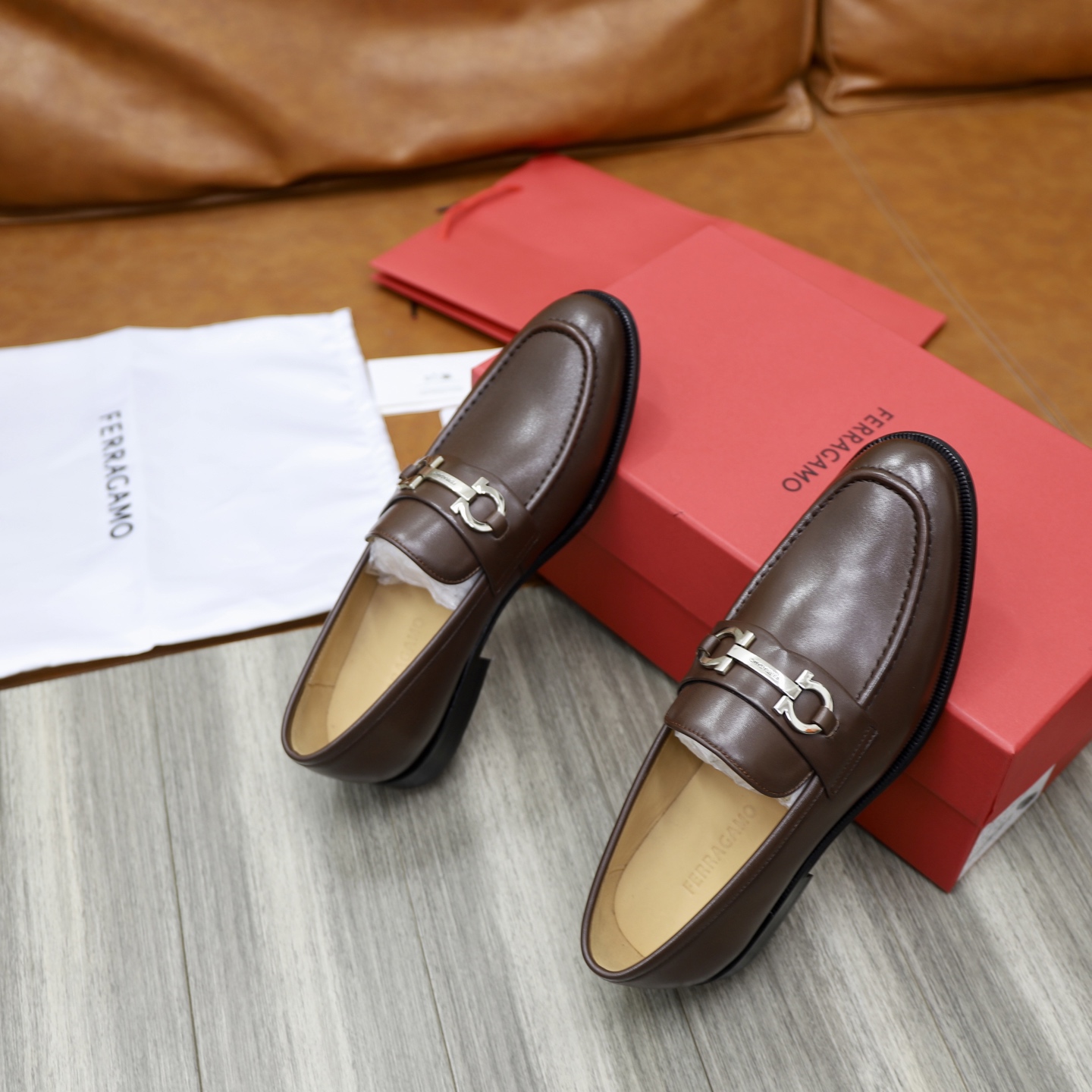 Salvatore Ferragamo Men's Leather Loafers with Gancini Ornament 10 i1746720973107 2297 0 8