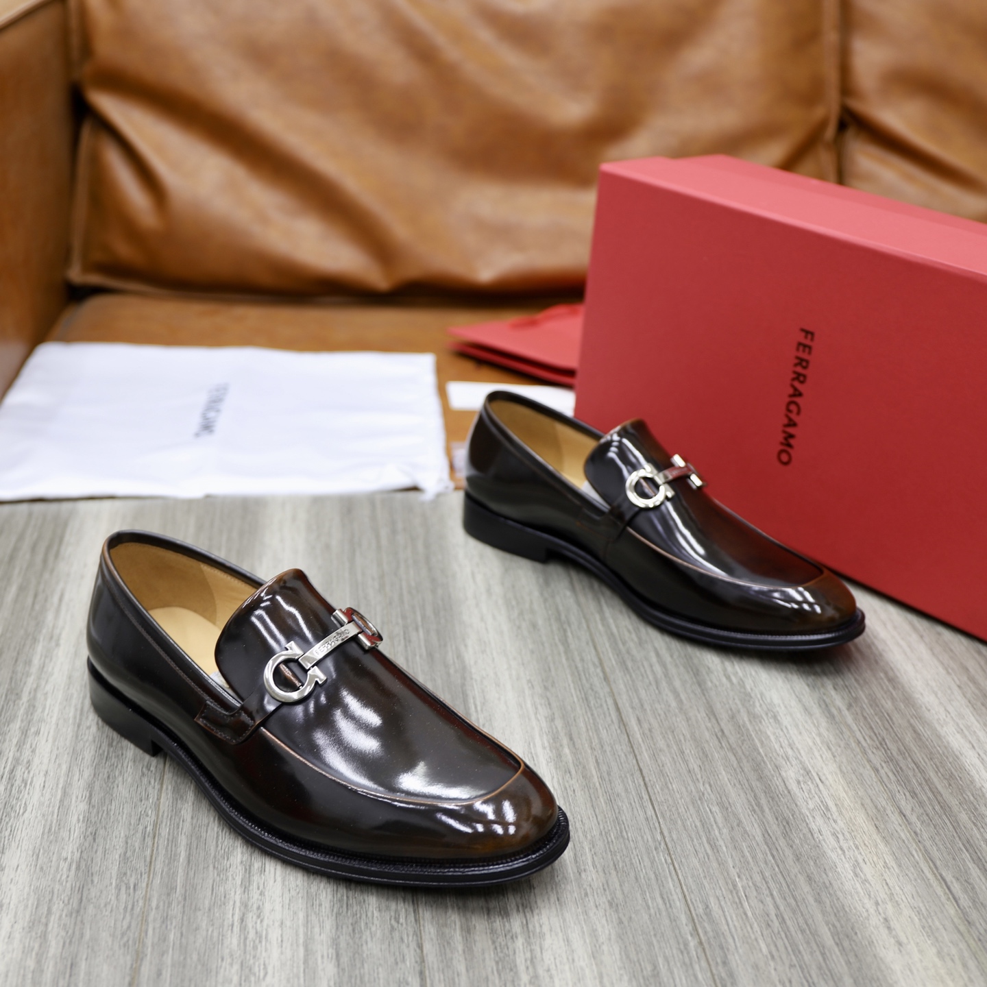 Salvatore Ferragamo Men's Leather Loafers with Gancini Ornament 5 i1746721011704 5654 0 3