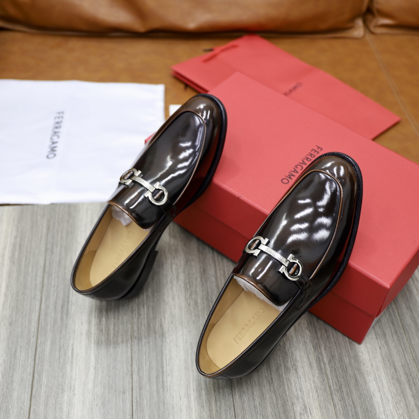 Salvatore Ferragamo Men's Leather Loafers with Gancini Ornament 9 i1746721011704 8505 0 7