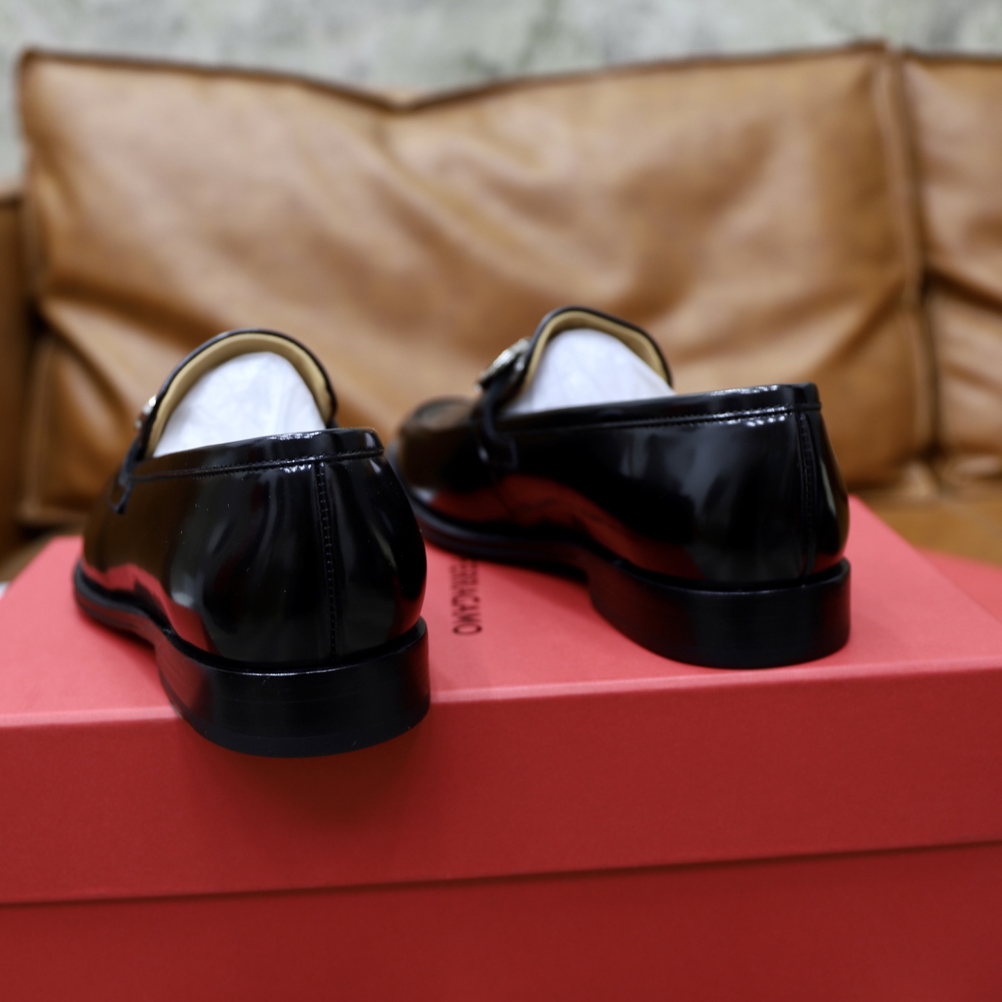 Salvatore Ferragamo Men's Leather Loafers with Gancini Ornament, Black 8 i1746721034524 3560 0 6