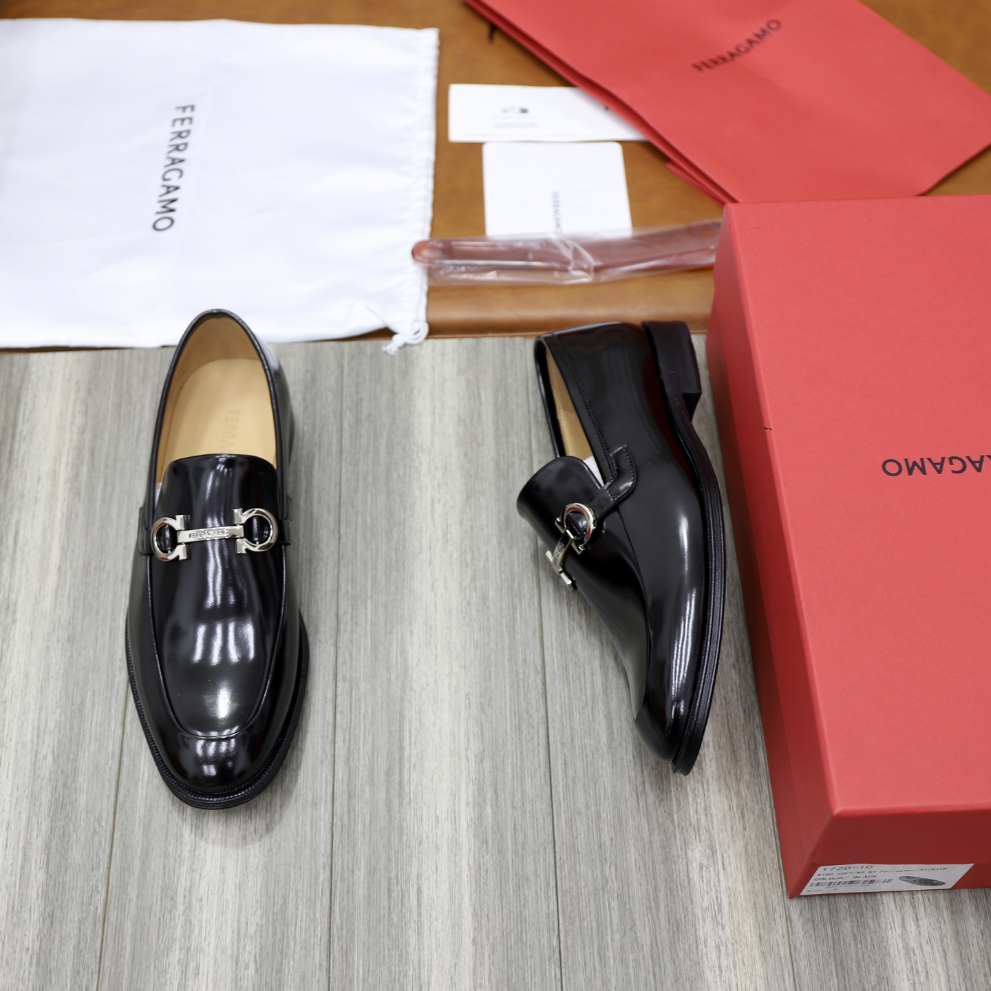 Salvatore Ferragamo Men's Leather Loafers with Gancini Ornament, Black 3 i1746721039301 5028 0 1