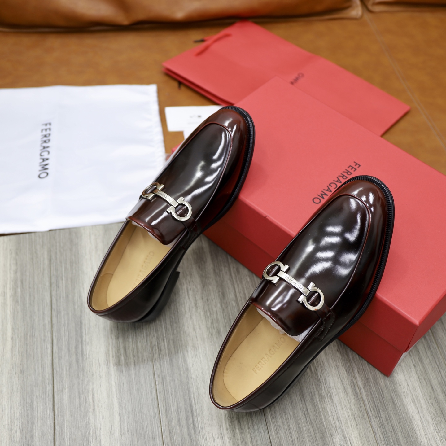 Ferragamo Men's Leather Loafers with Gancini Ornament - Casual & Formal 9 i1746721056458 6944 0 7