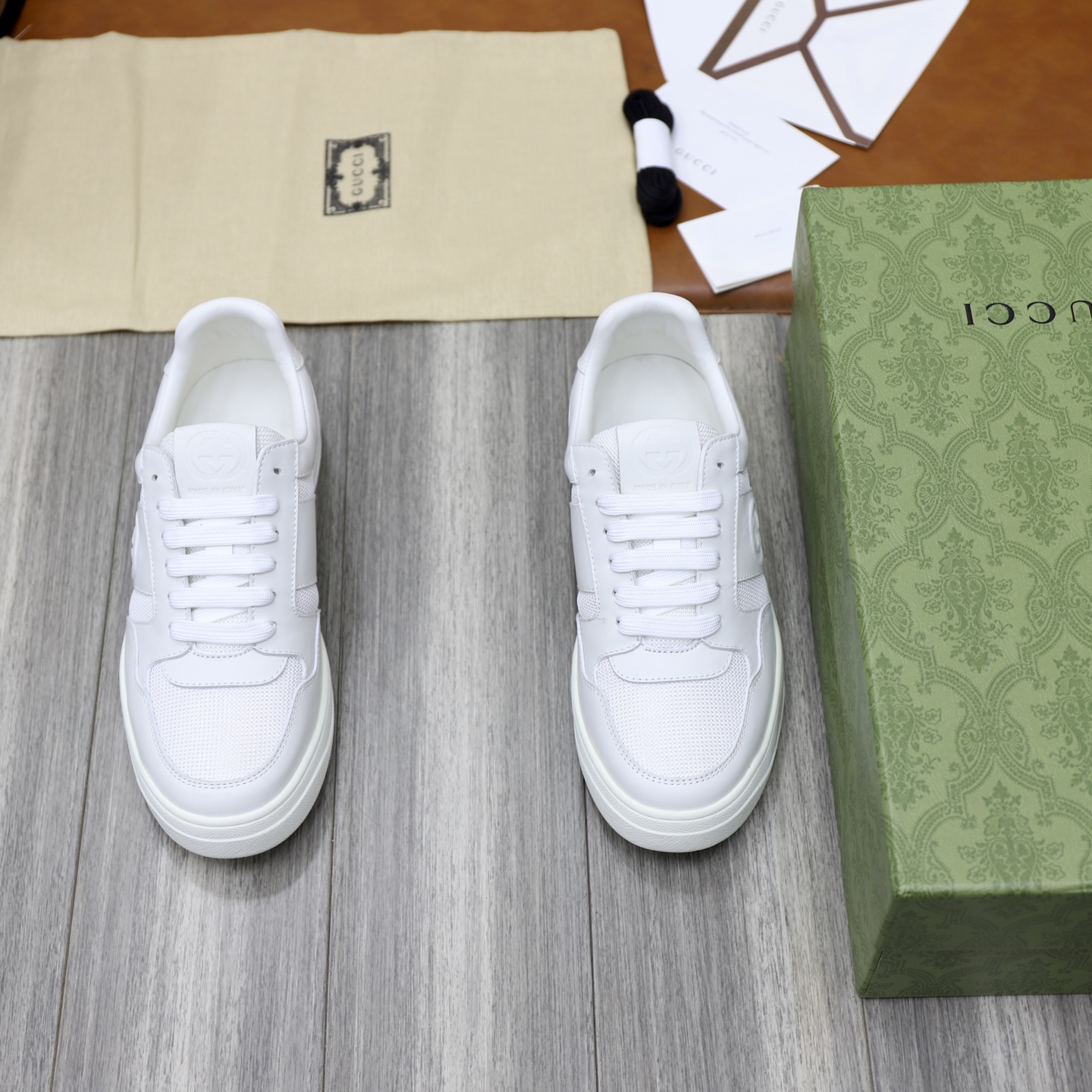 Gucci Men's Ace Leather Sneaker White, Size 38-44 EU 2 i1746894390596 1503 0 0