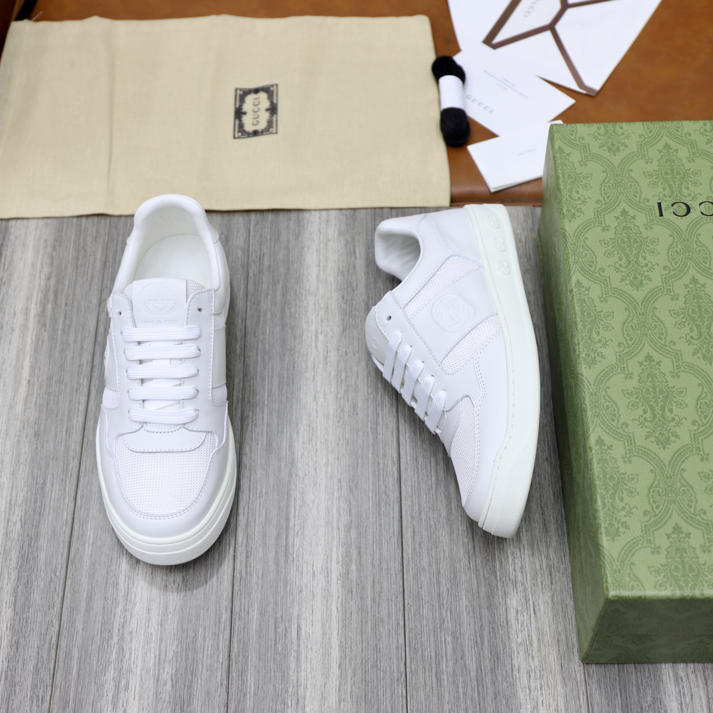 Gucci Men's Ace Leather Sneaker White, Size 38-44 EU 3 i1746894390609 8033 0 1