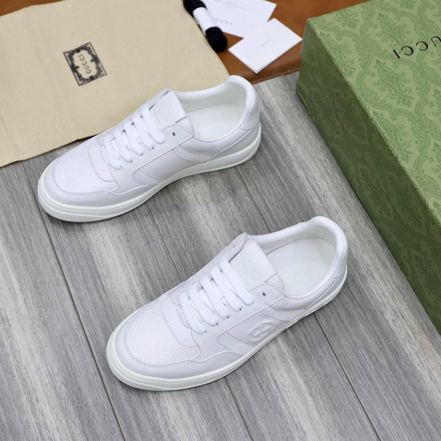 Gucci Men's Ace Leather Sneaker White, Size 38-44 EU 4 i1746894392874 4433 0 2