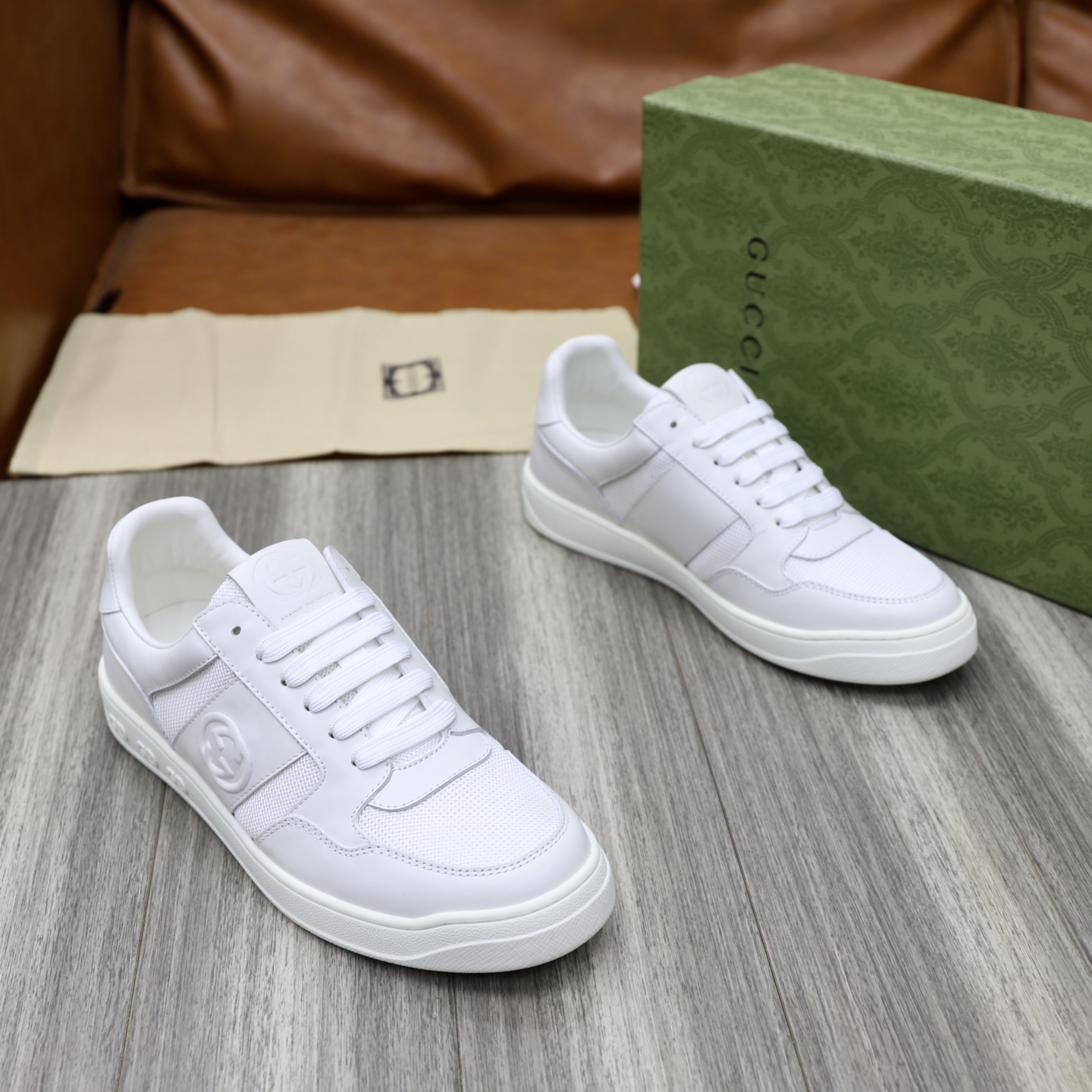 Gucci Men's Ace Leather Sneaker White, Size 38-44 EU 5 i1746894393311 6368 0 3