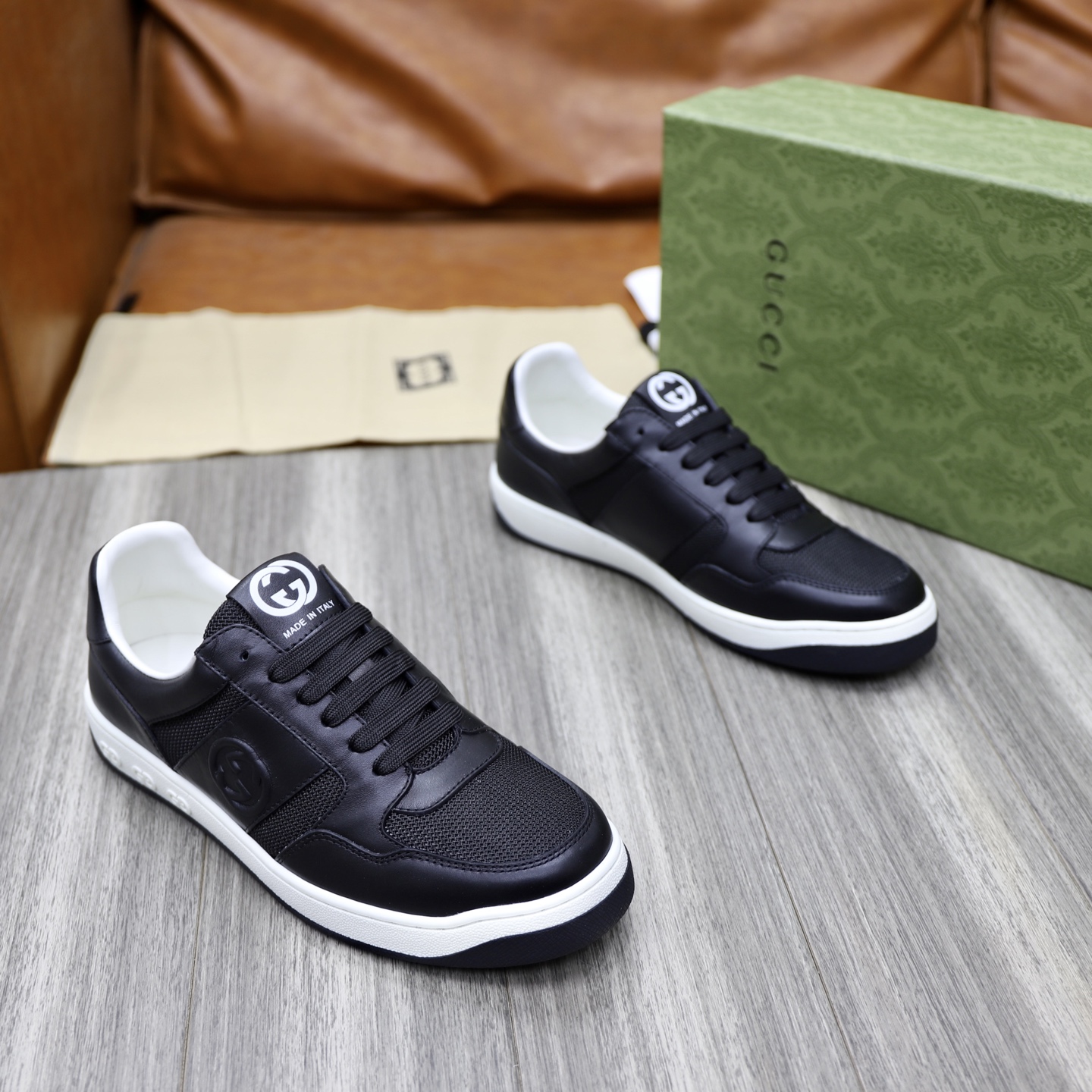 Gucci Men's Black Leather Sneakers with Iconic GG Logo - Sizes 38-44 5 i1746894407359 3667 0 3