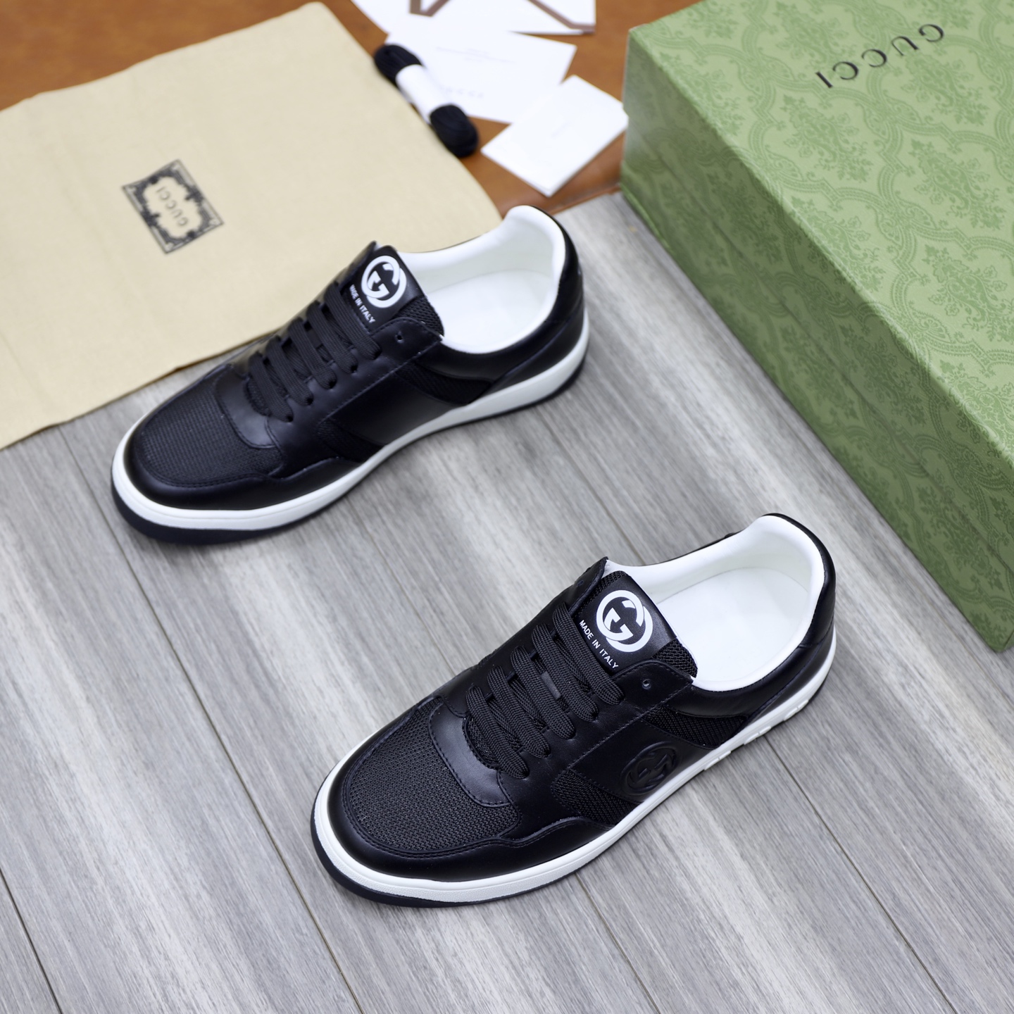 Gucci Men's Black Leather Sneakers with Iconic GG Logo - Sizes 38-44 4 i1746894407388 1174 0 2