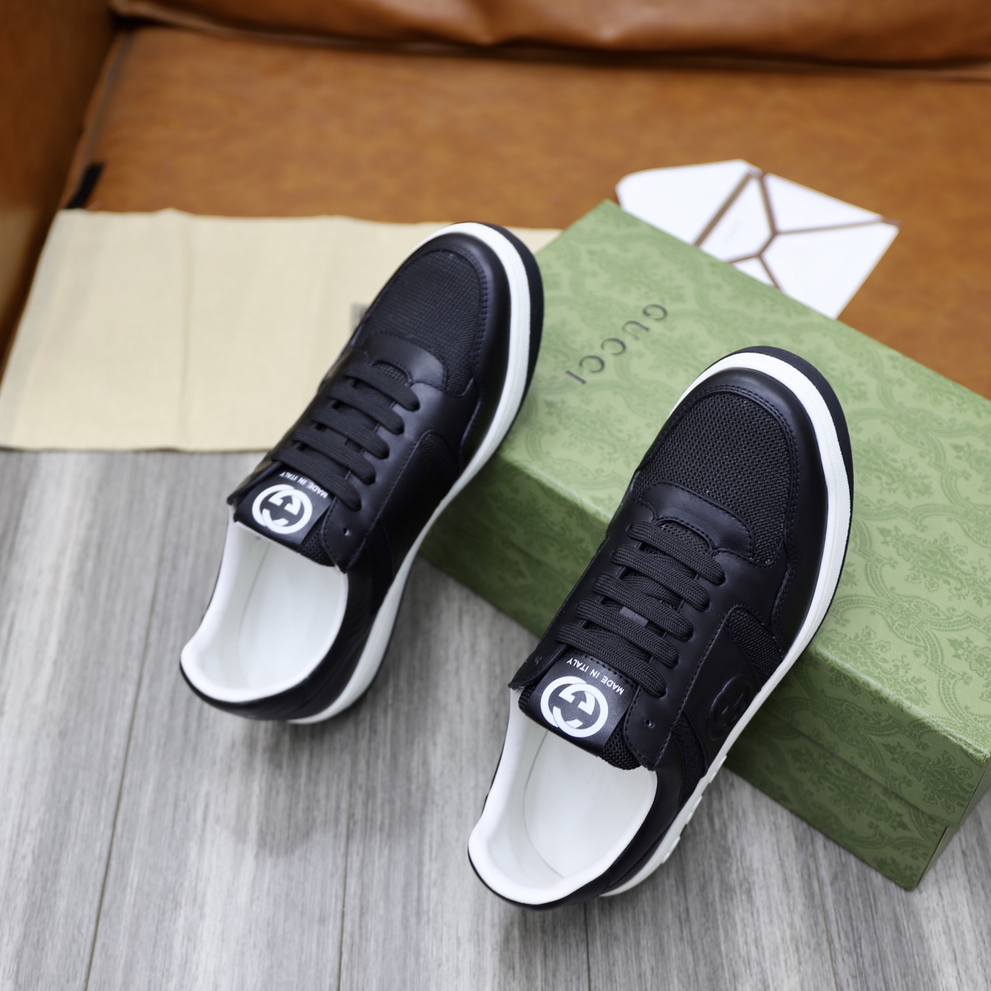 Gucci Men's Black Leather Sneakers with Iconic GG Logo - Sizes 38-44 10 i1746894410493 1393 0 8