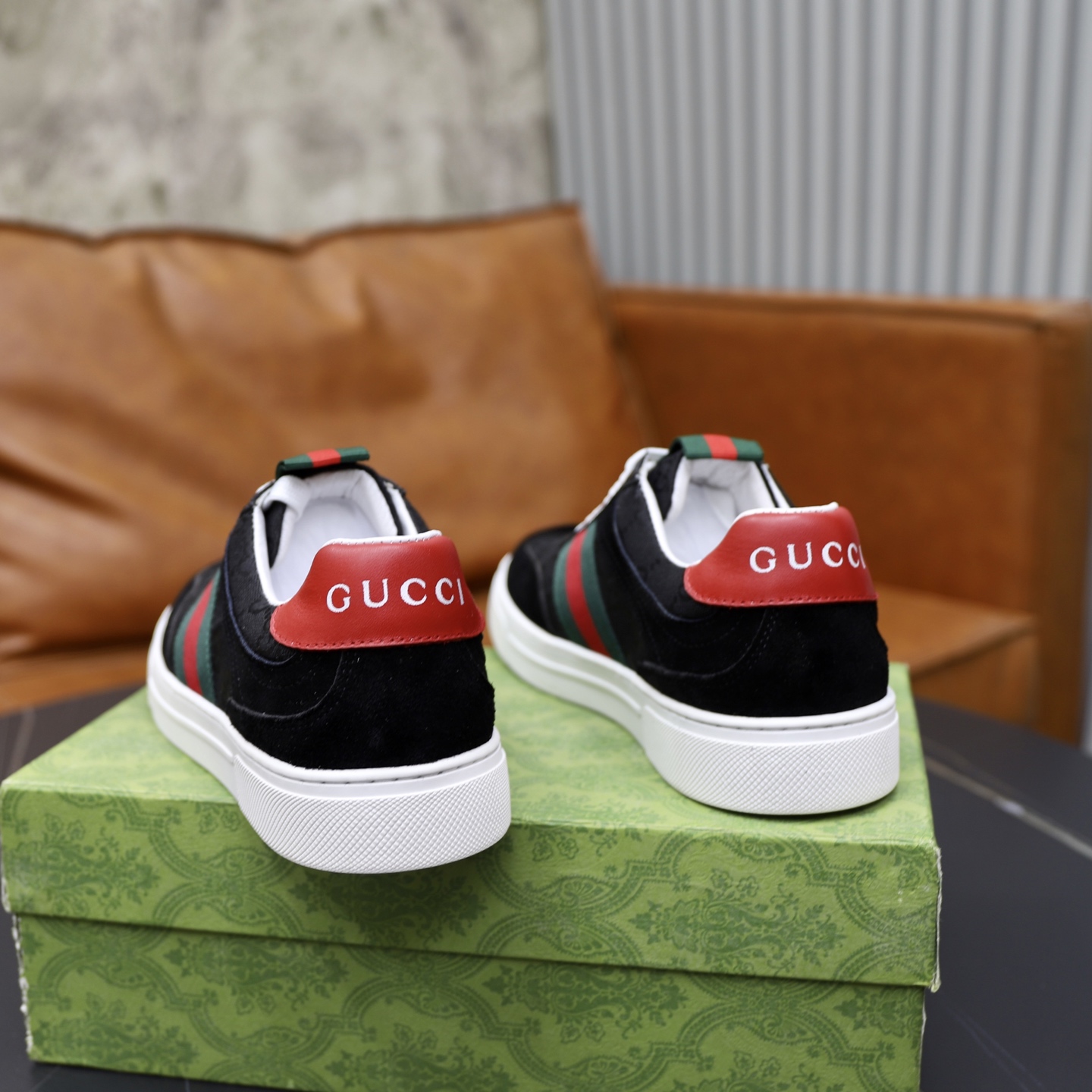 Gucci Men's Black Sneakers with Signature Web Stripe and Red Heel 6 i1751126991033 9372 0 4