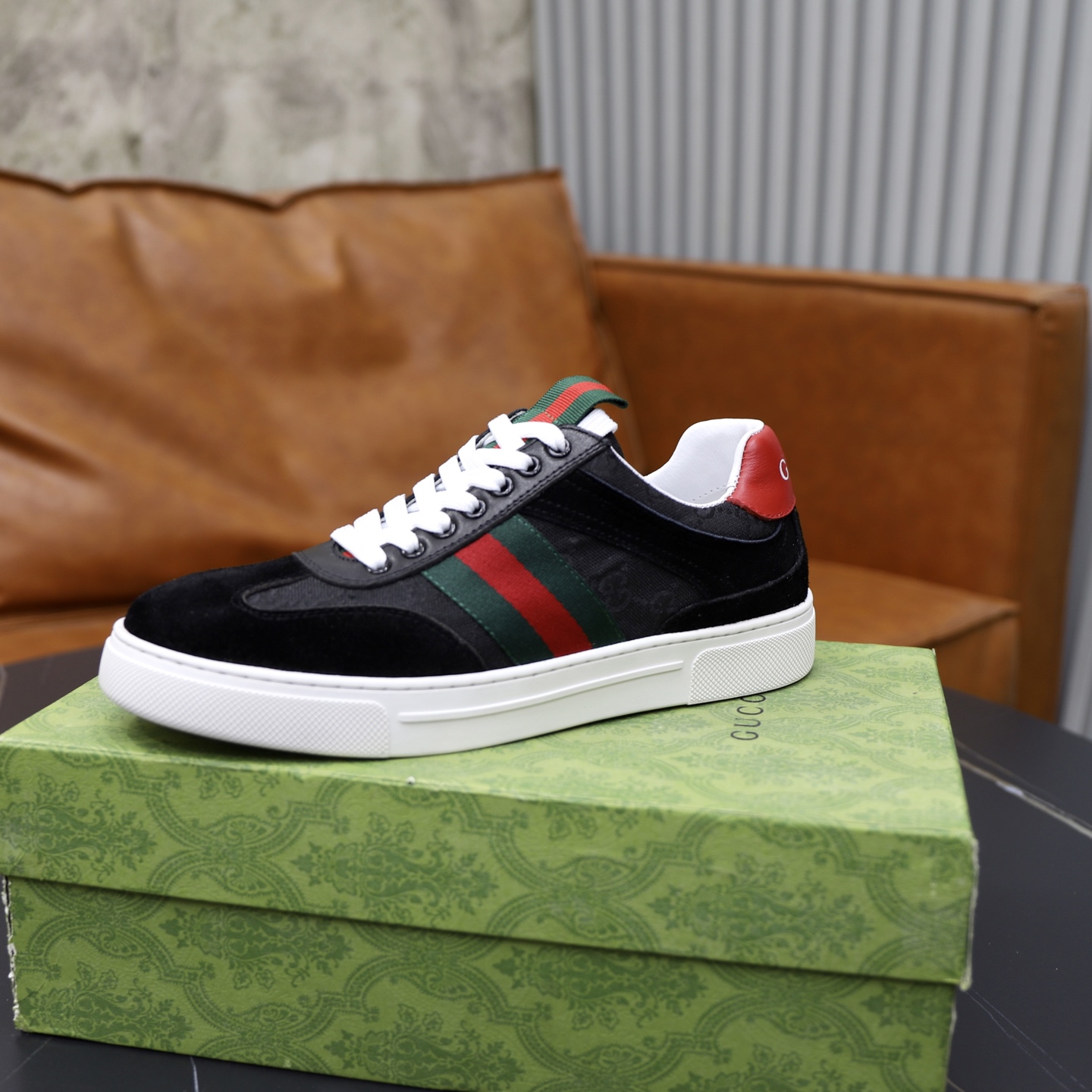 Gucci Men's Black Sneakers with Signature Web Stripe and Red Heel 5 i1751126992727 8333 0 3