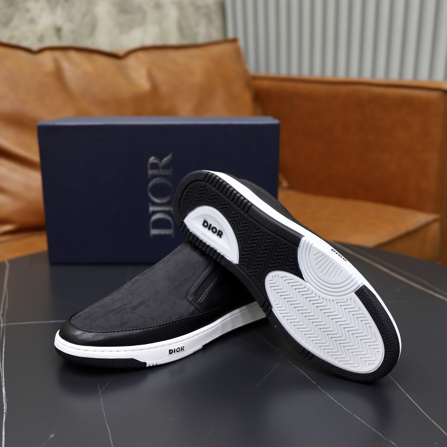 Dior Men's Black Oblique Galaxy Leather Slip-On Sneaker Shoes 10 i1752423089600 3941 0 8