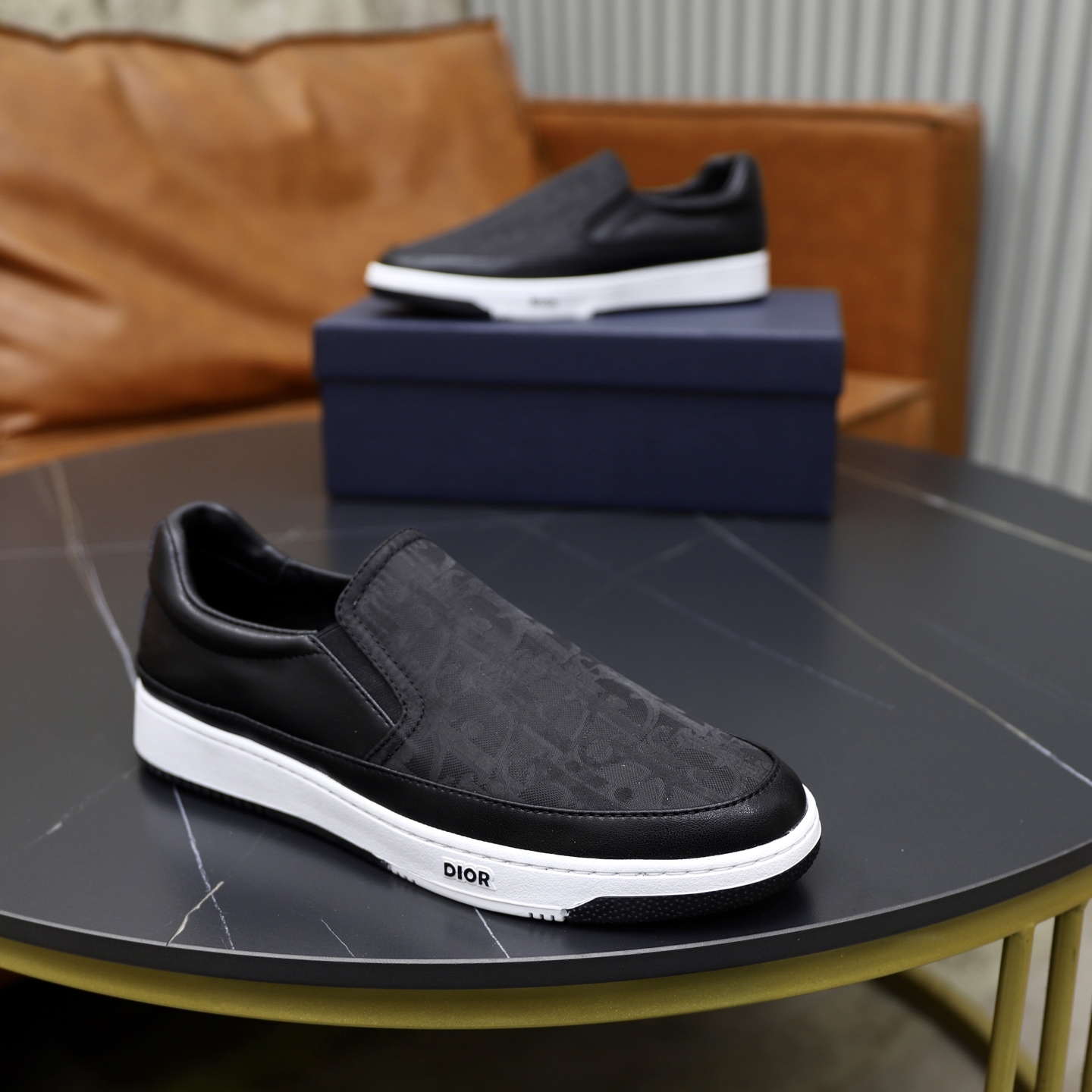 Dior Men's Black Oblique Galaxy Leather Slip-On Sneaker Shoes 9 i1752423089609 6098 0 7