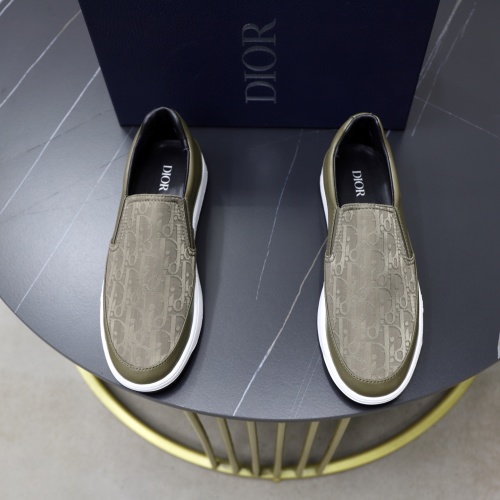 Dior Men's Olive Oblique Patterned Slip-On Sneakers Casual Shoes Size 38-44