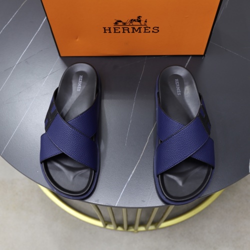 Hermes Men's Leather Cross Strap Sandals Slip-on Stylish Casual Slides