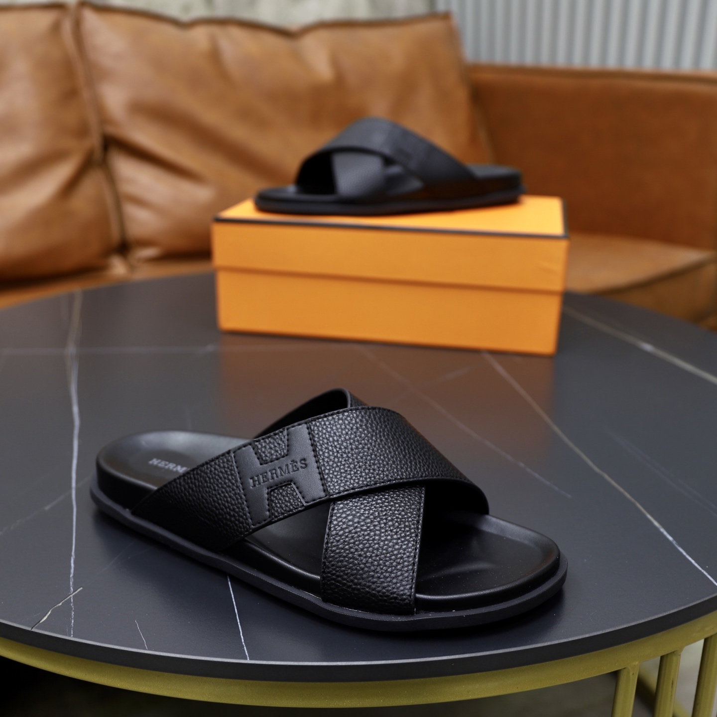 Hermes Leather Cross Sandals, Fashionable and Comfortable, for Couples 9 i1753891774920 4745 0 7