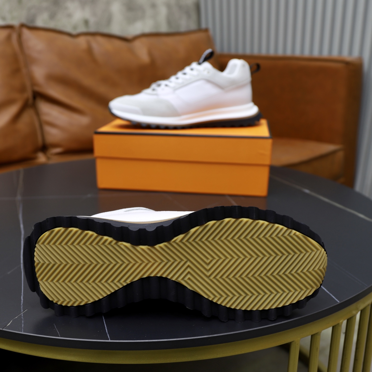 Hermes Men's White Leather & Suede Sneakers, Paris Runway Style, Size 38-44 10 i1753978089309 1883 0 8