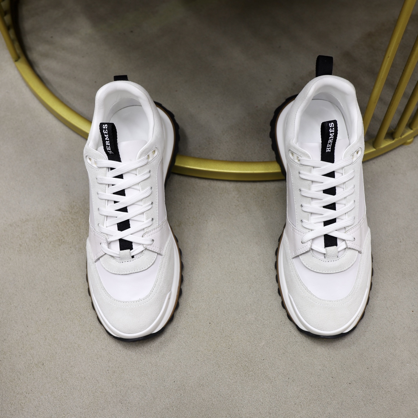 Hermes Men's White Leather & Suede Sneakers, Paris Runway Style, Size 38-44 4 i1753978091029 9857 0 2