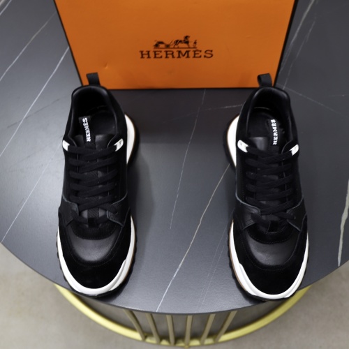 Hermes Men's Black Leather & Suede Lace-Up Sneakers, Size 38-44 1 Hermes Men's Black Leather & Suede Lace-Up Sneakers, Size 38-44
