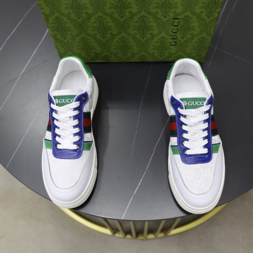 Gucci Men's White Leather Low-Top Sneakers with Signature Web Stripe 1 Gucci Men's White Leather Low-Top Sneakers with Signature Web Stripe