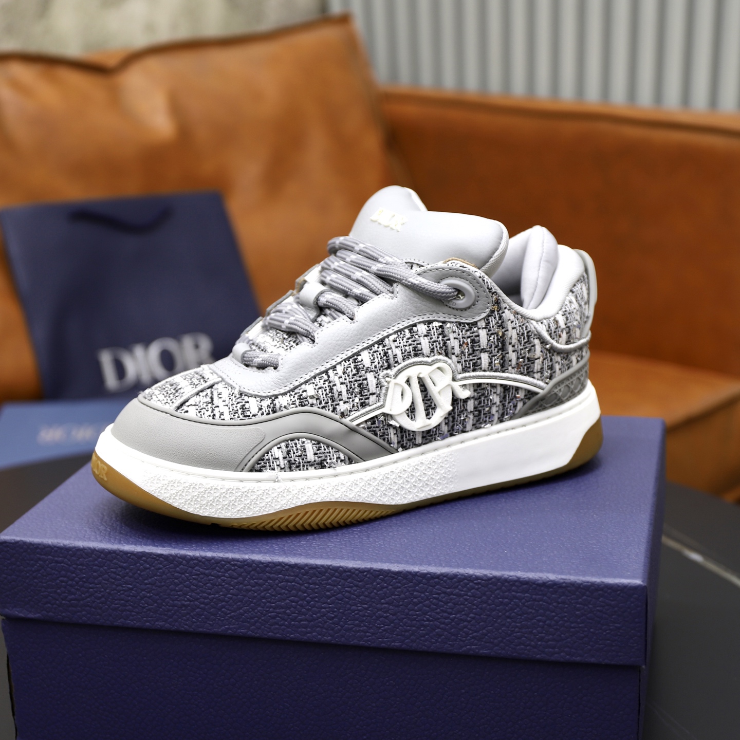 Dior Dad Sneakers in Gray Embroidered Leather, Sizes 38-44 - Stylish & Retro 5 i1758384845702 5082 0 3