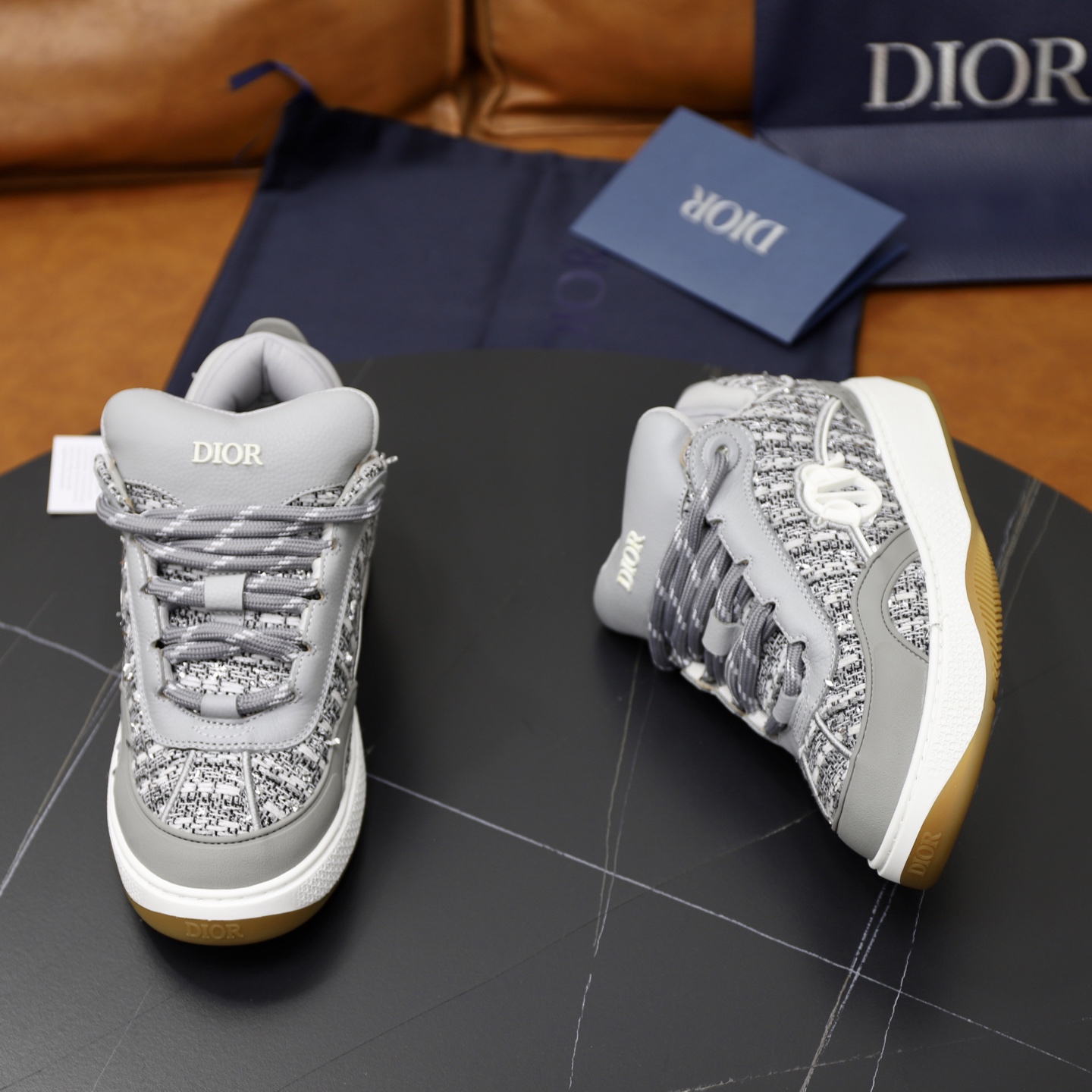 Dior Dad Sneakers in Gray Embroidered Leather, Sizes 38-44 - Stylish & Retro 8 i1758384845710 9461 0 6