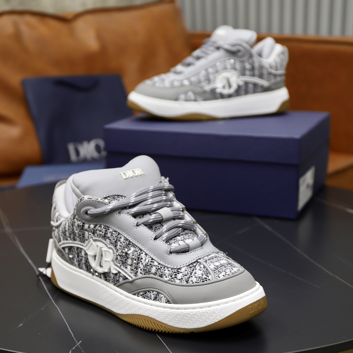 Dior Dad Sneakers in Gray Embroidered Leather, Sizes 38-44 - Stylish & Retro 9 i1758384845743 5944 0 7