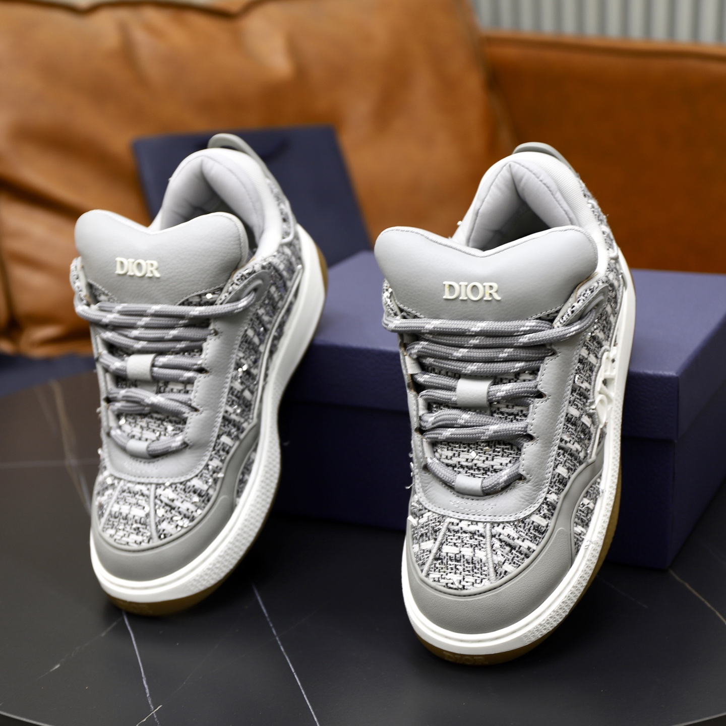 Dior Dad Sneakers in Gray Embroidered Leather, Sizes 38-44 - Stylish & Retro 7 i1758384847106 9789 0 5