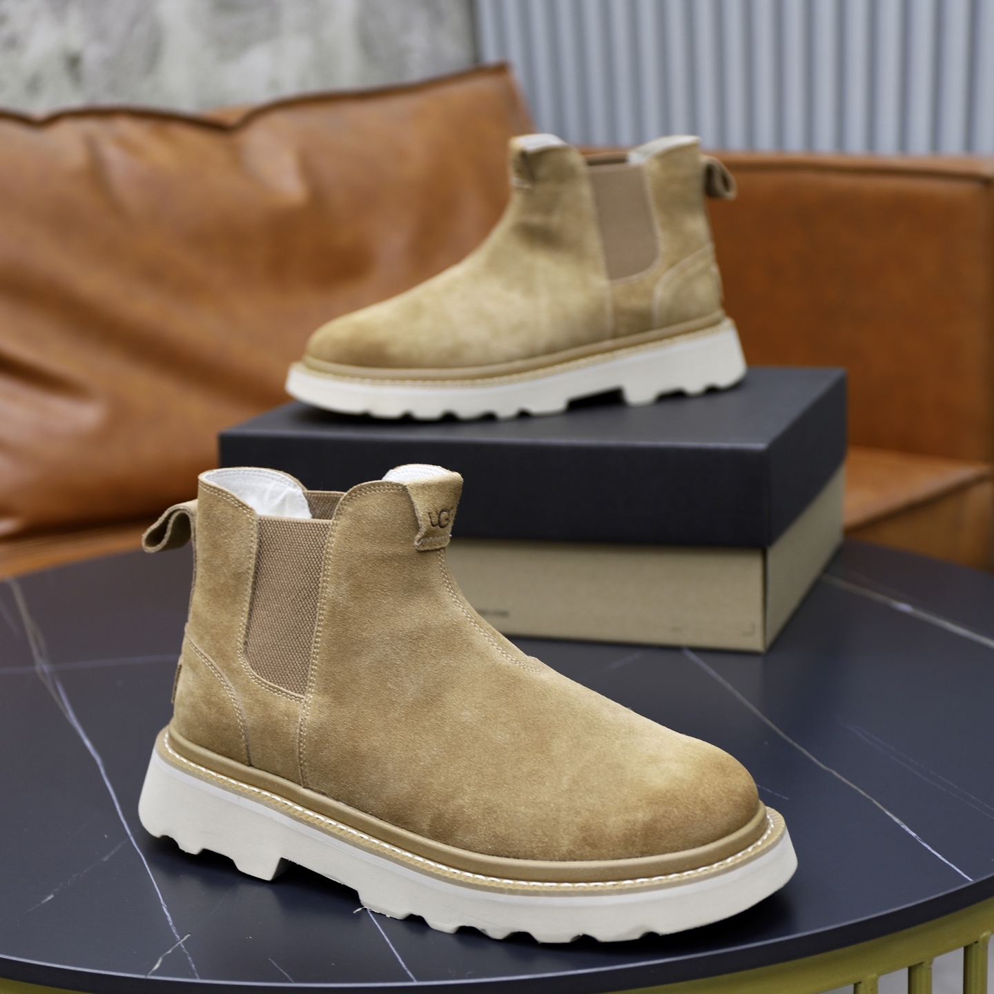 UGUCCI Men's Chelsea Boots - Premium Leather, Wool Lined, Anti-Slip Sole 9 i1758471886028 4426 0 7
