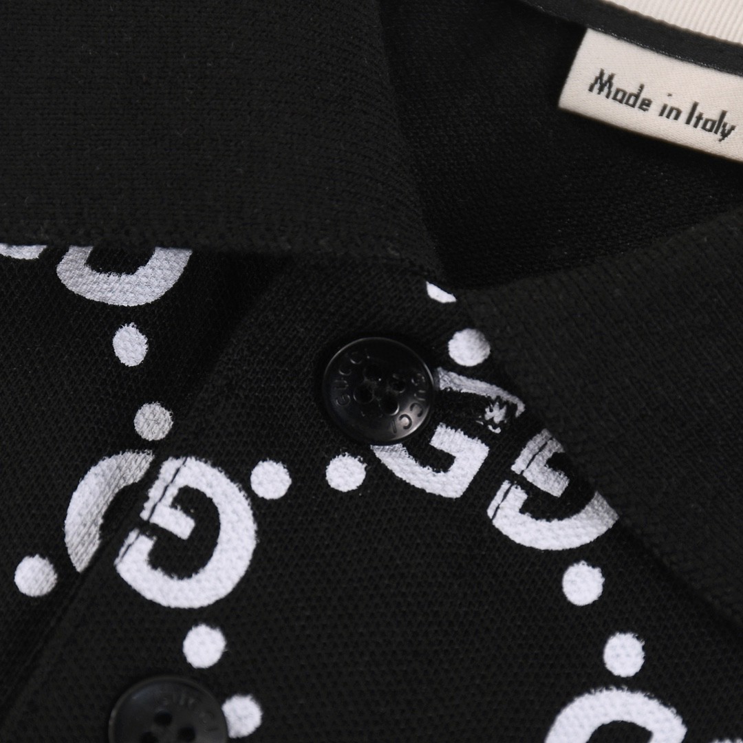 GUCCI 古驰 满花双G 小 LOGO 印花翻领