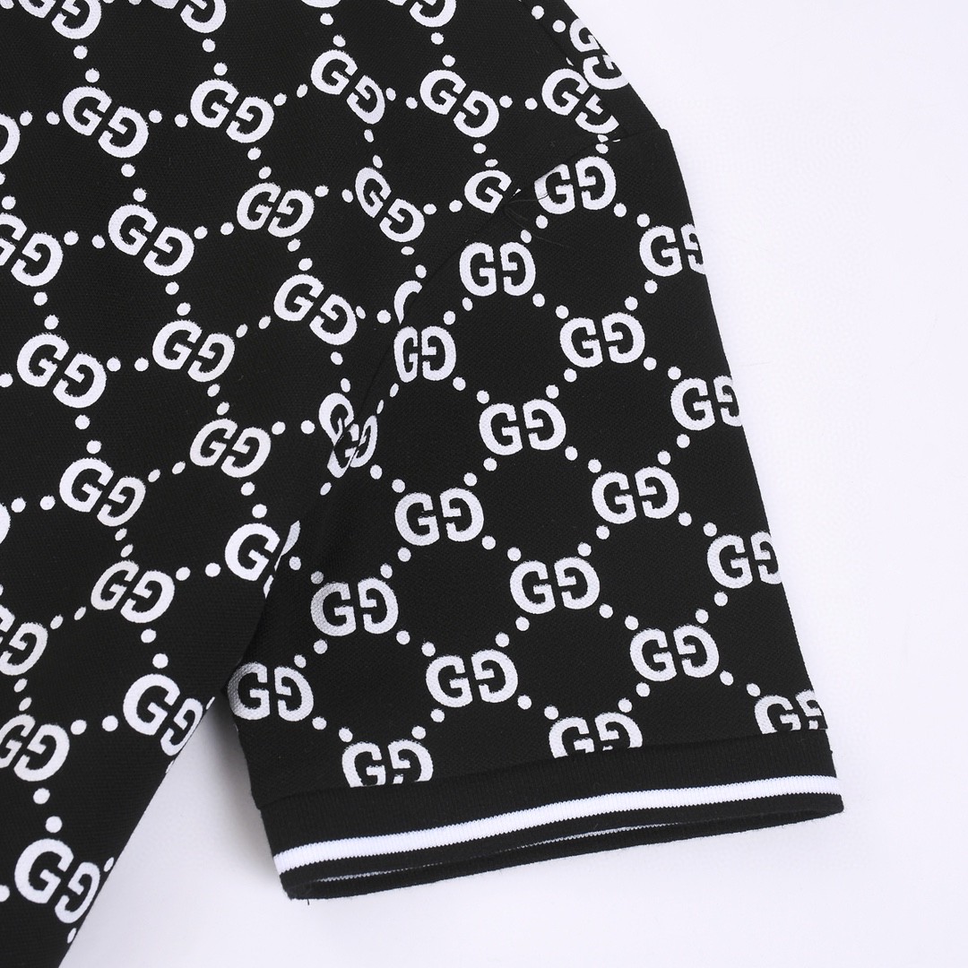 GUCCI 古驰 满花双G 小 LOGO 印花翻领